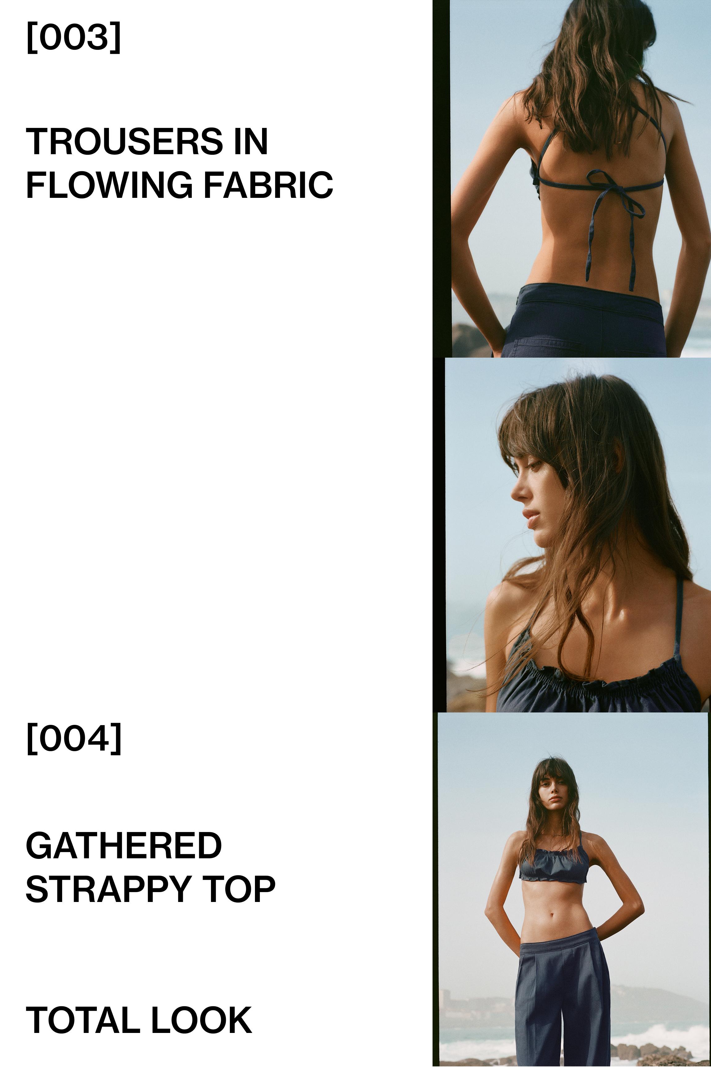 Gathered strappy top — Grey blue