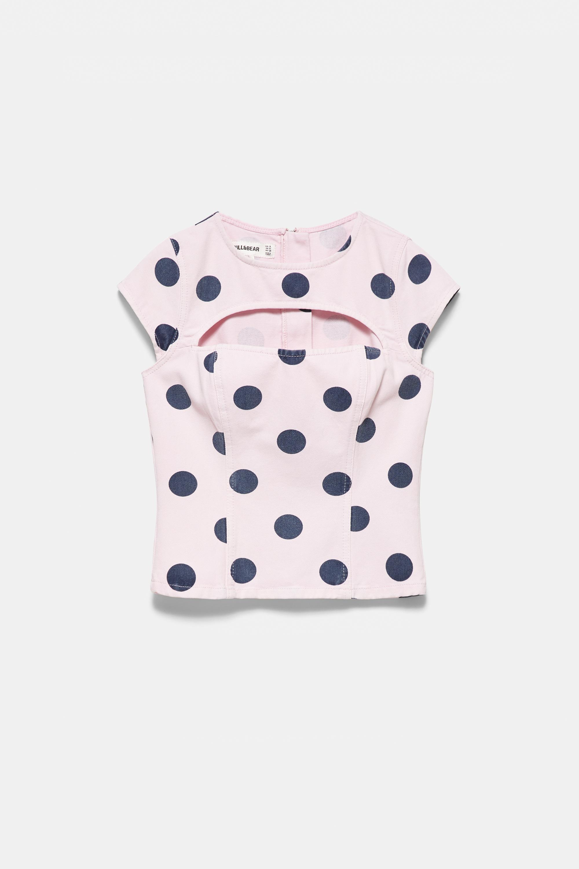 Polka dot cut-out top — Pink