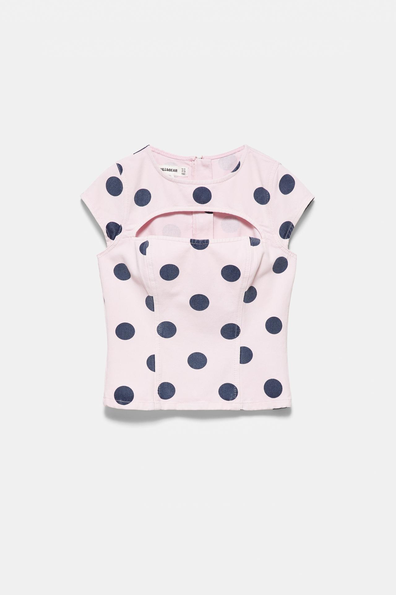Polka dot cut-out top — Pink