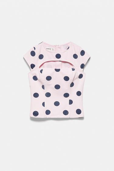 Polka dot cut-out top — Pink 6
