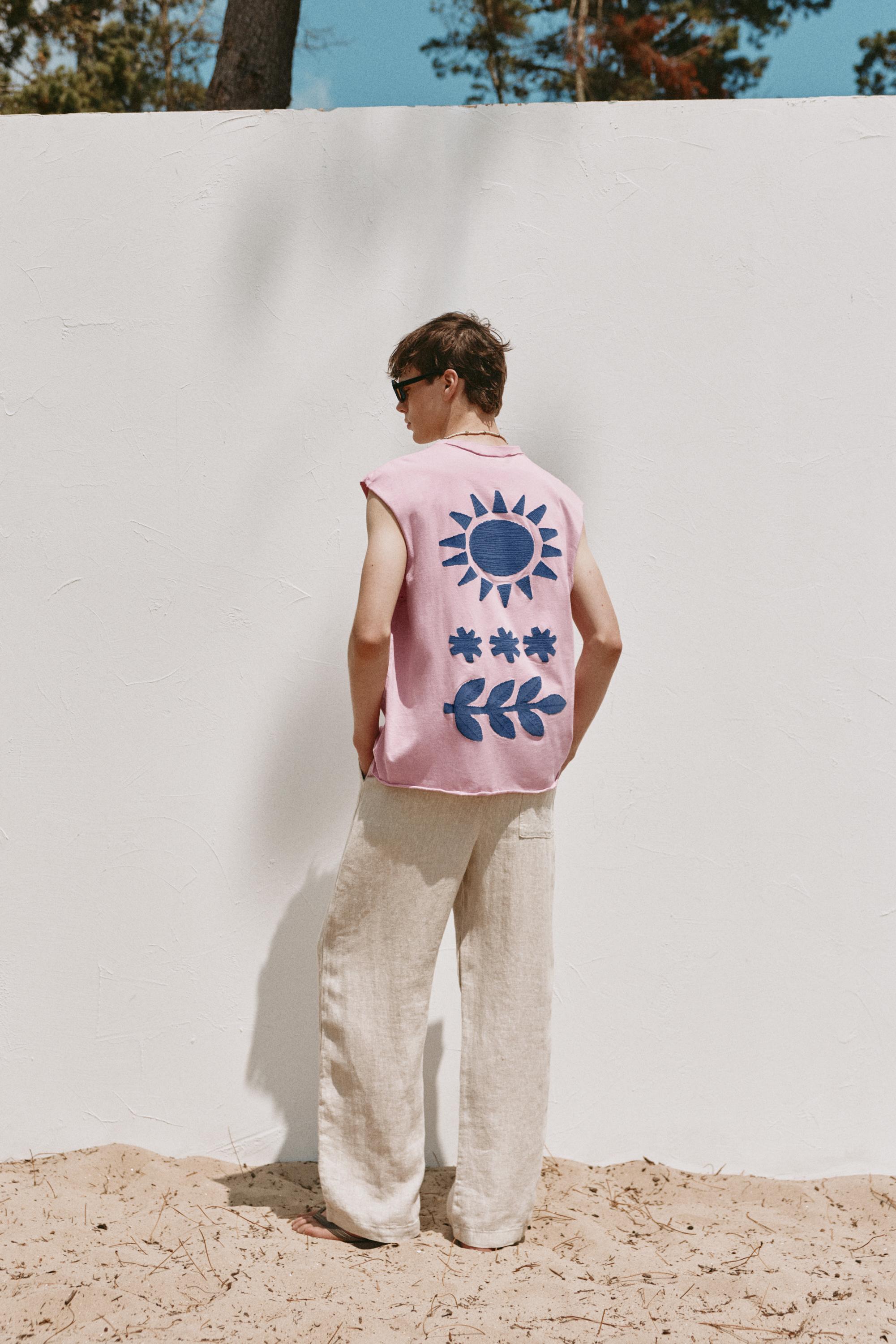 Ibiza boxy sleeveless T-shirt — Pink