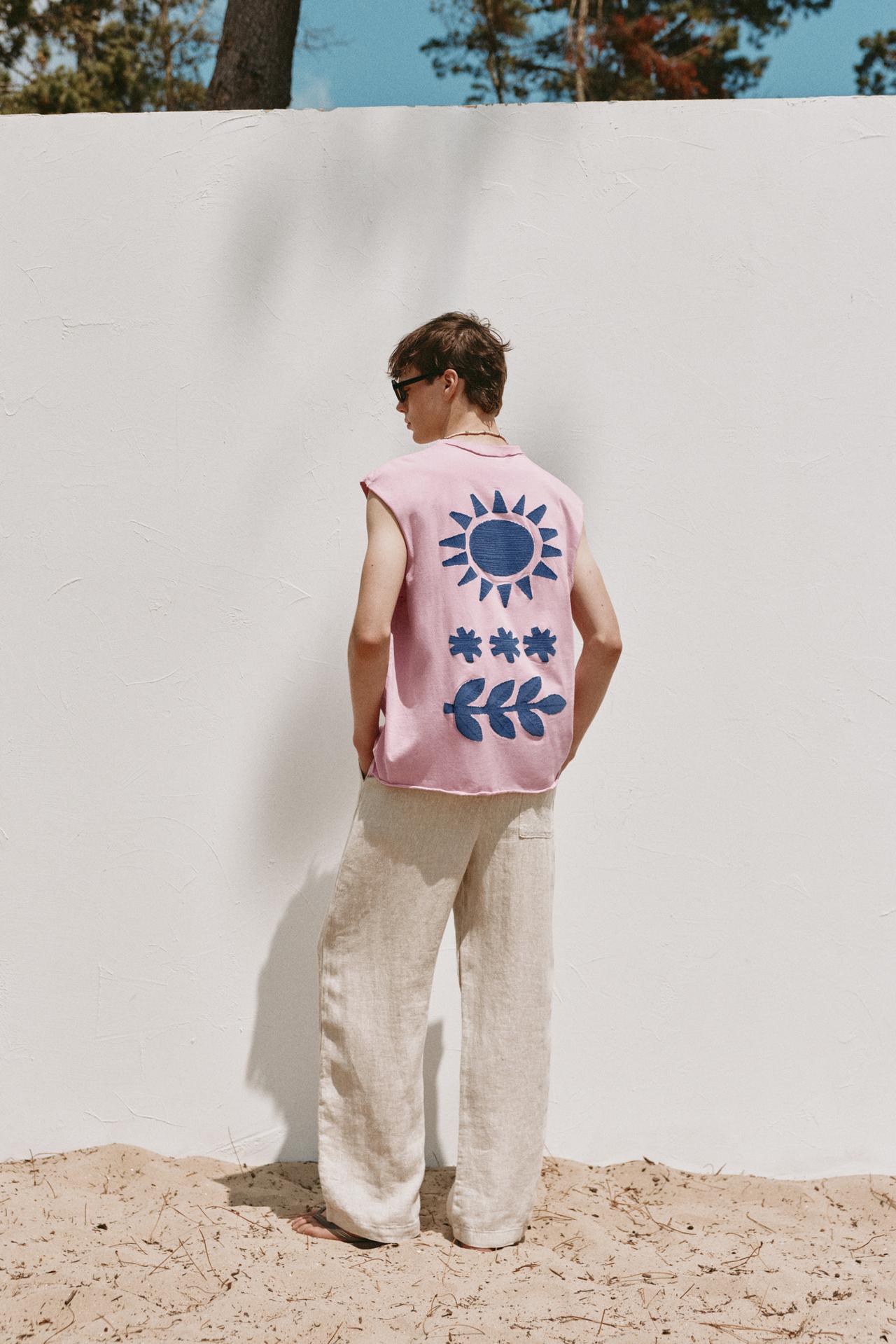 Ibiza boxy sleeveless T-shirt — Pink