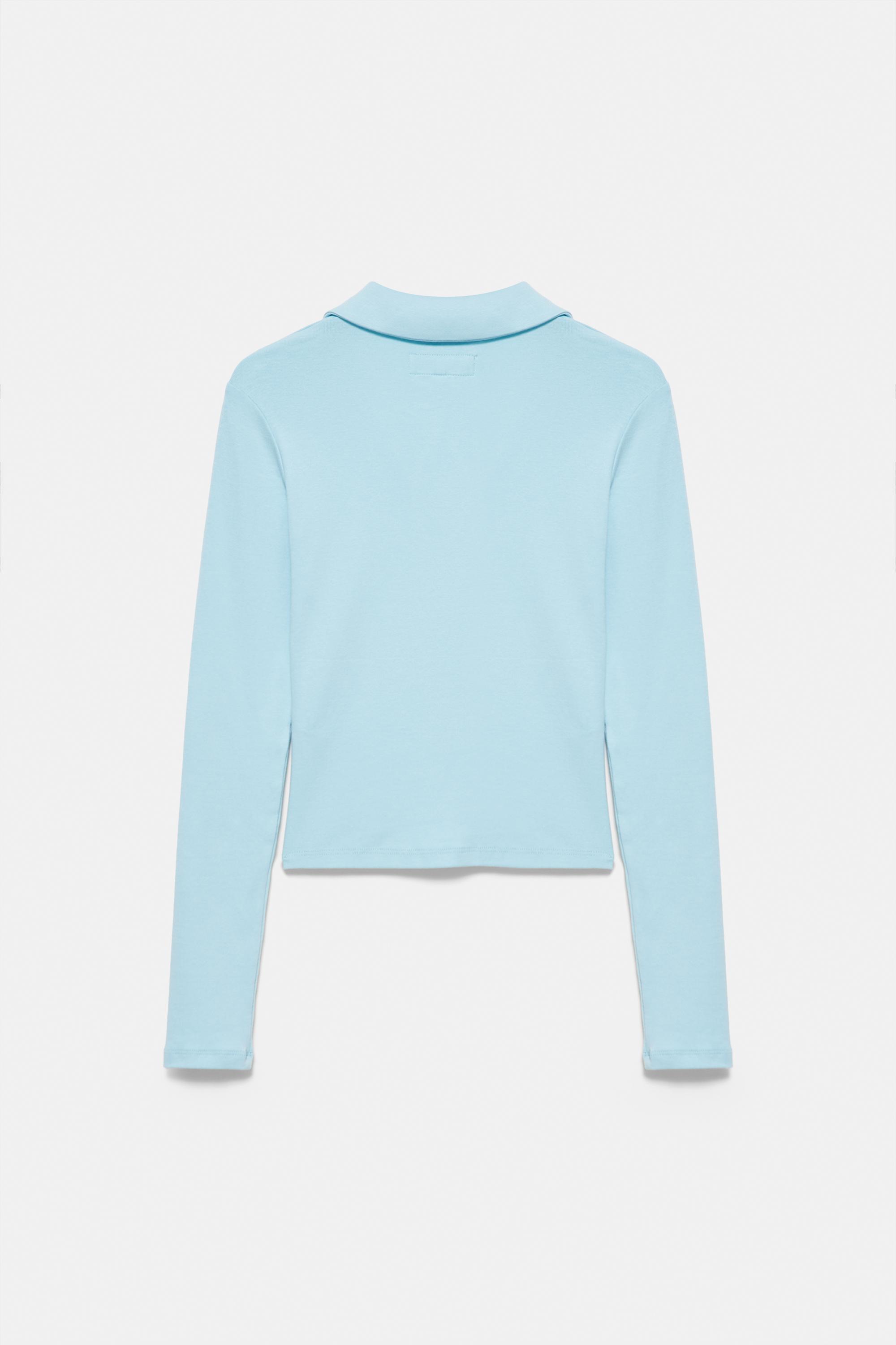 Pull&Bear Uzun kollu pencere detaylı polo t-shirt
