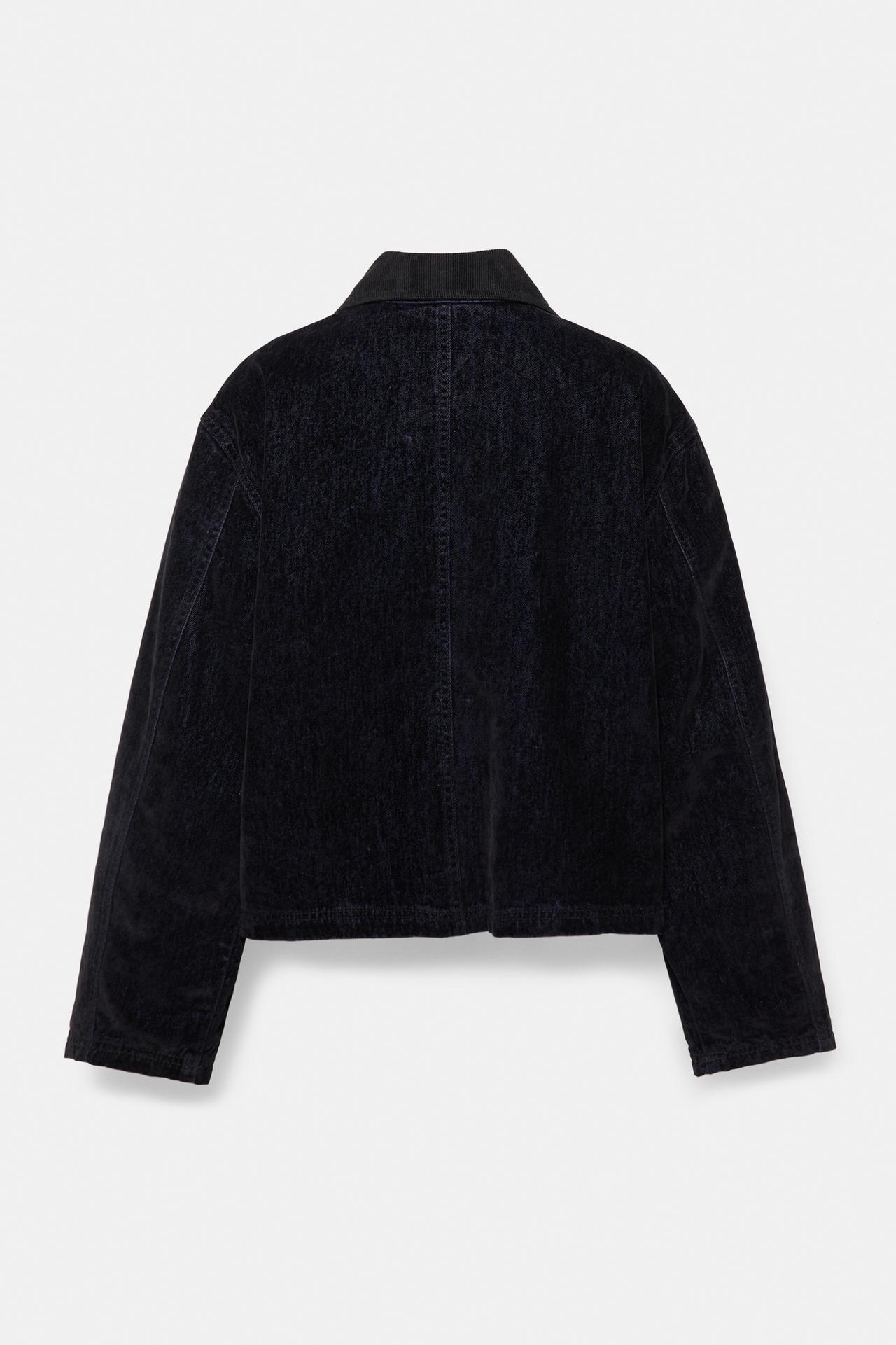 Calfskin jacket with velvet effect — Black