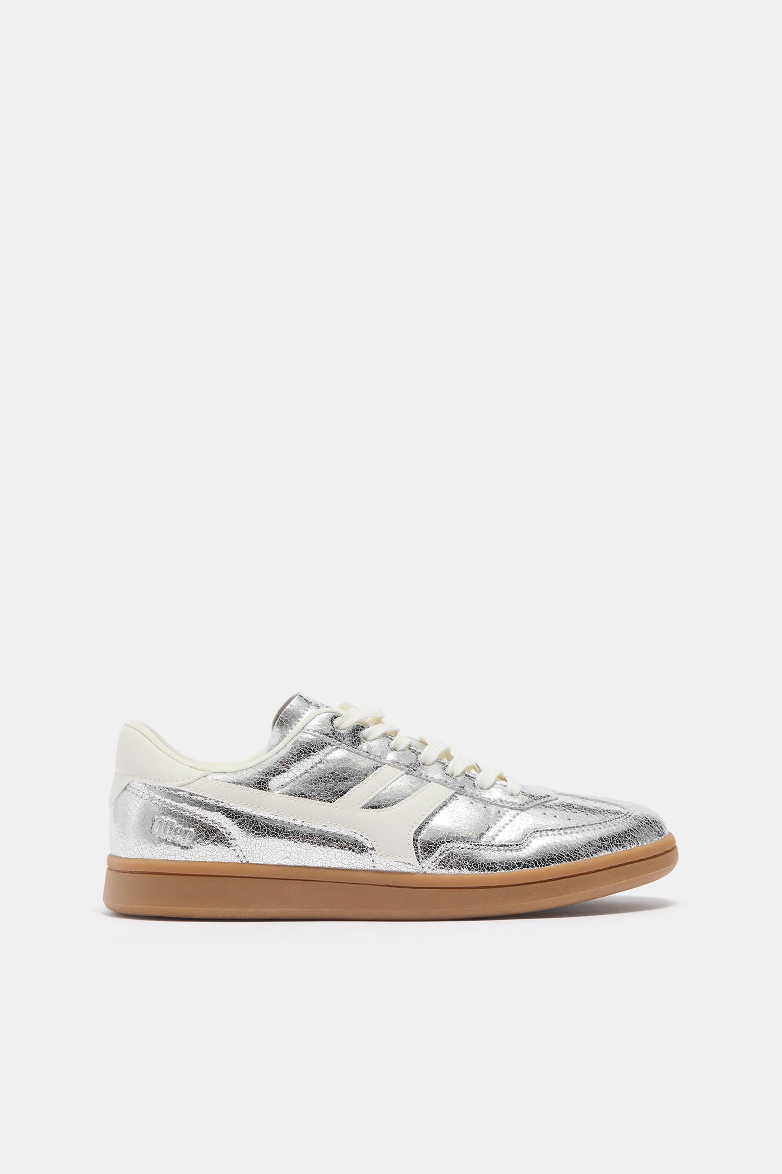 Metallic retro trainers — Silver