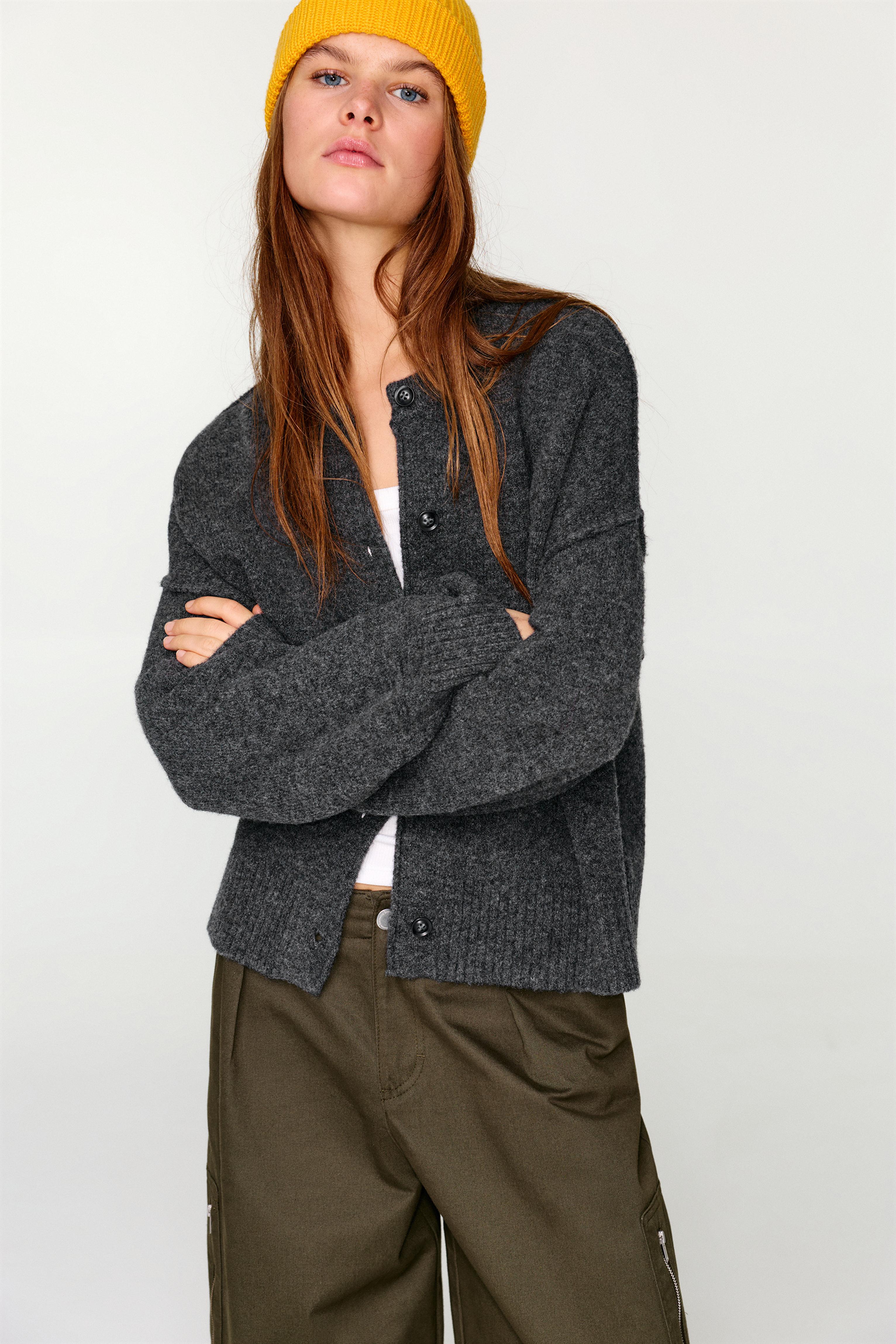 Soft knit cardigan — Anthracite grey