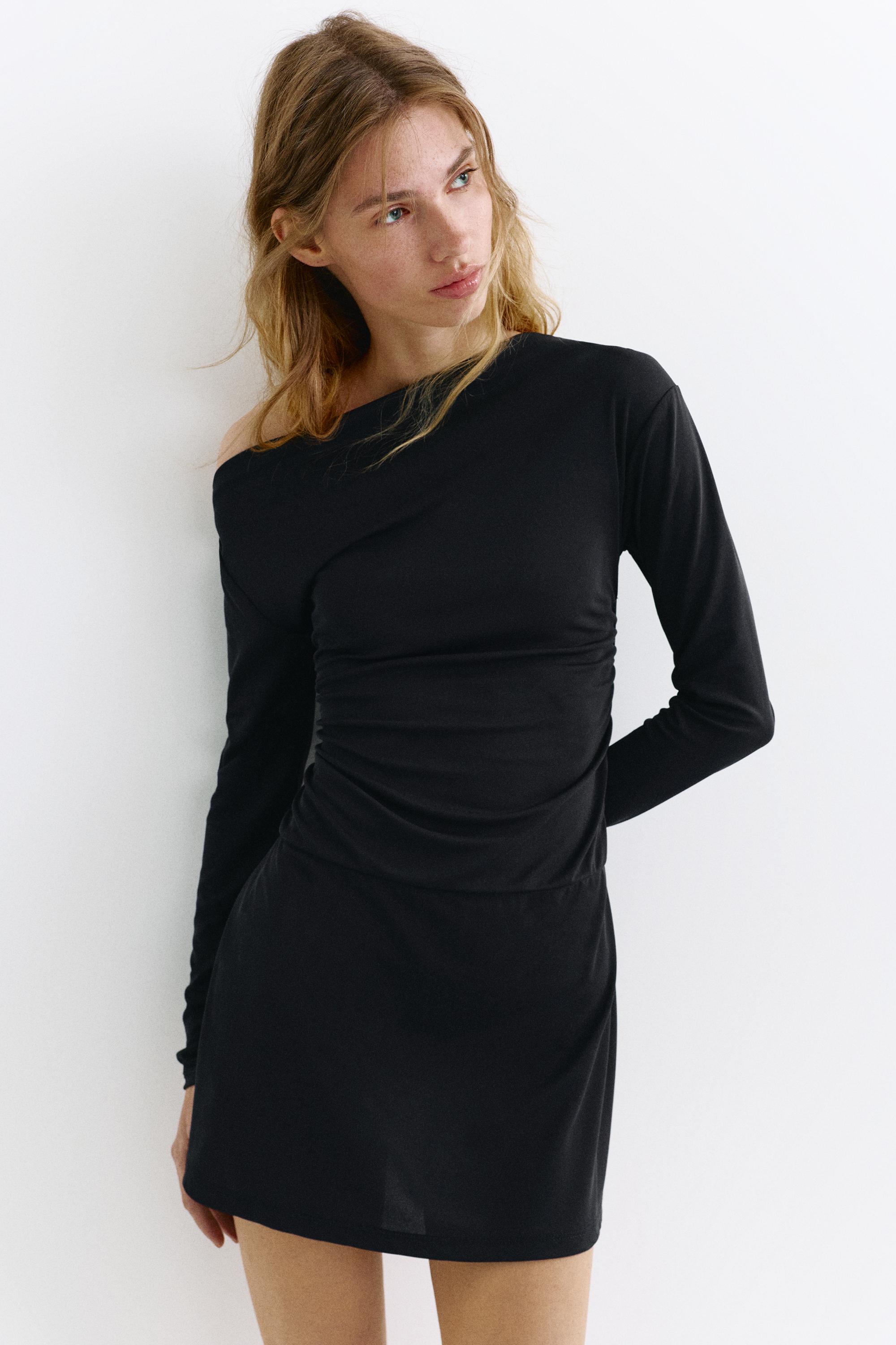 Short asymmetric dress — Black