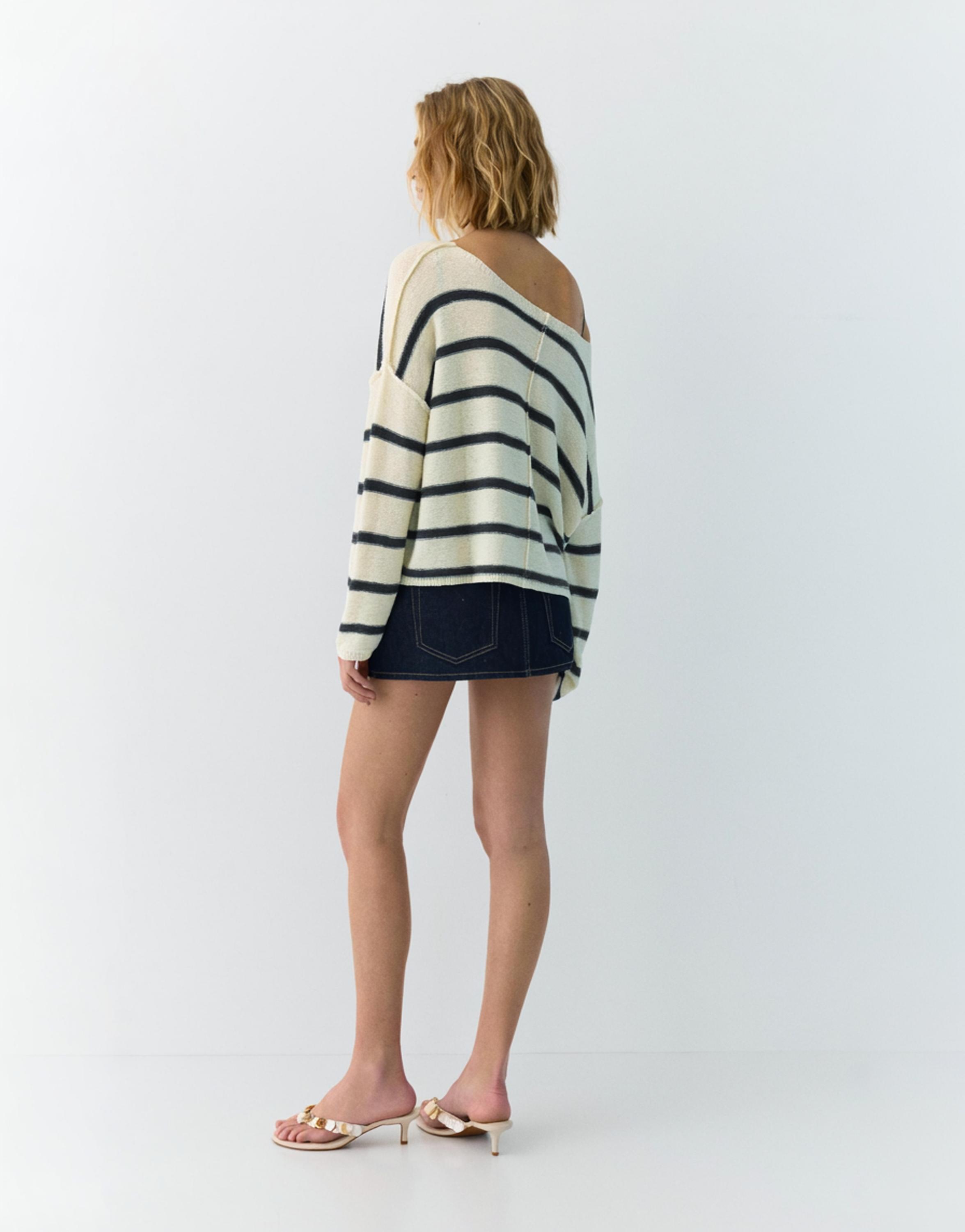 Asimetrik ince örgü kazak - Görsel 25