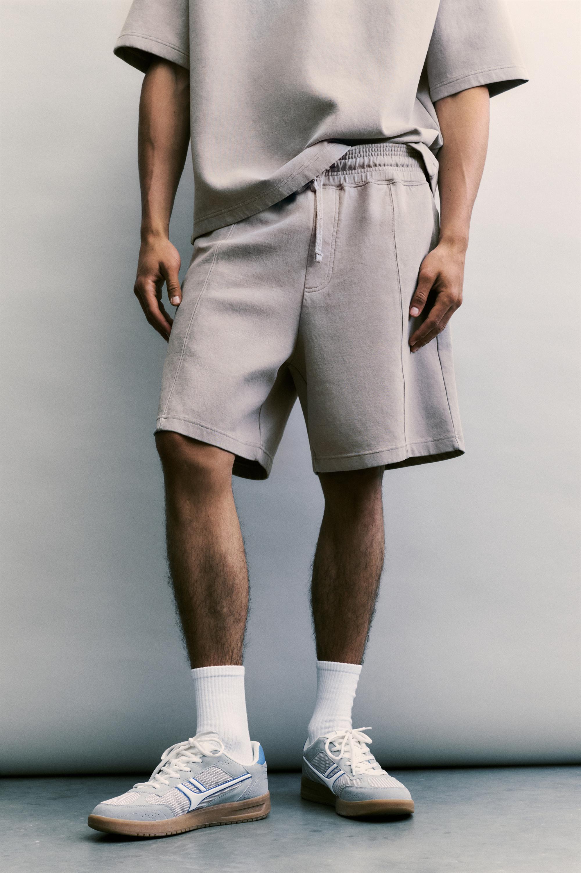 Interlock jogger Bermuda shorts — Grey marl