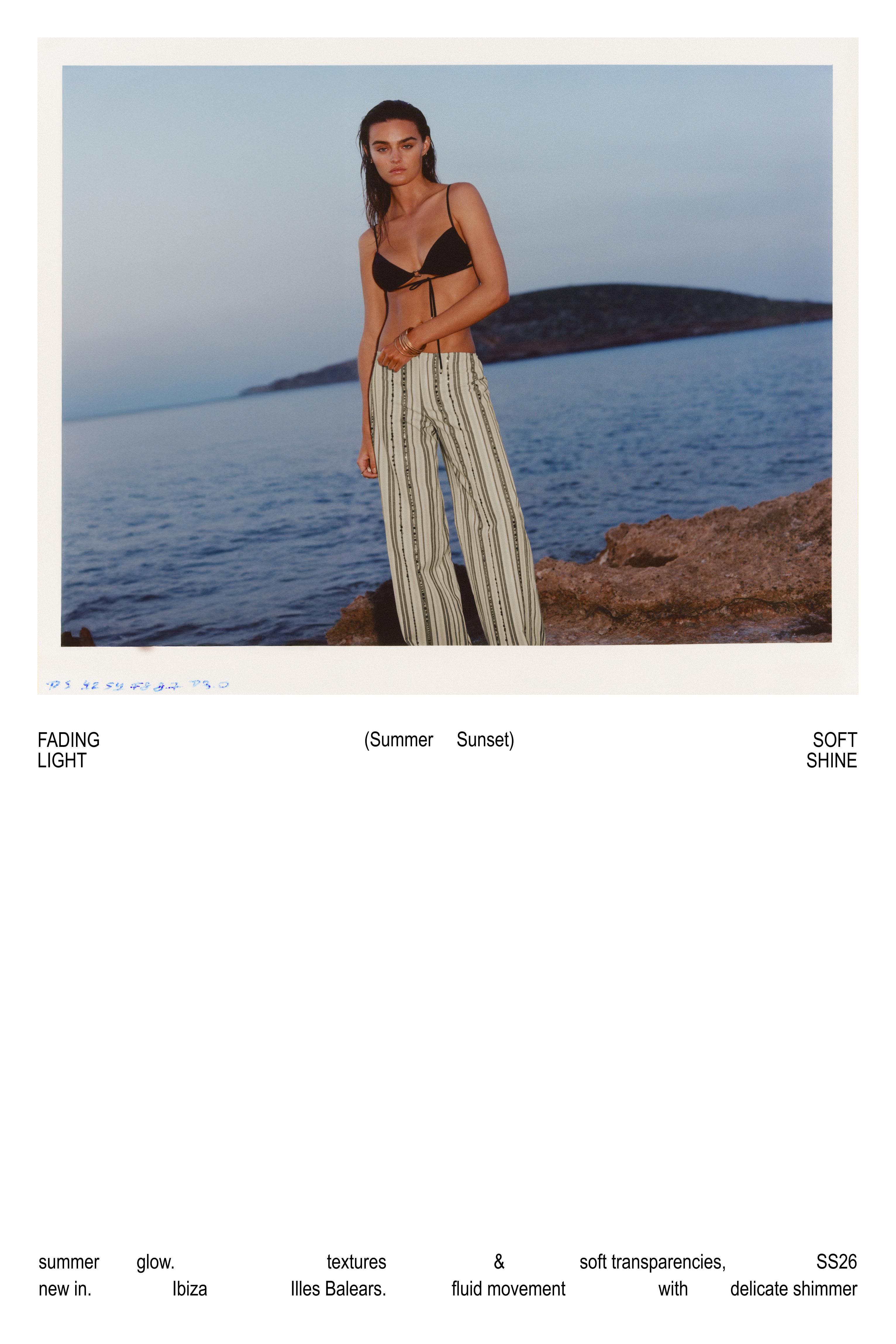 Striped sequin trousers — Brown