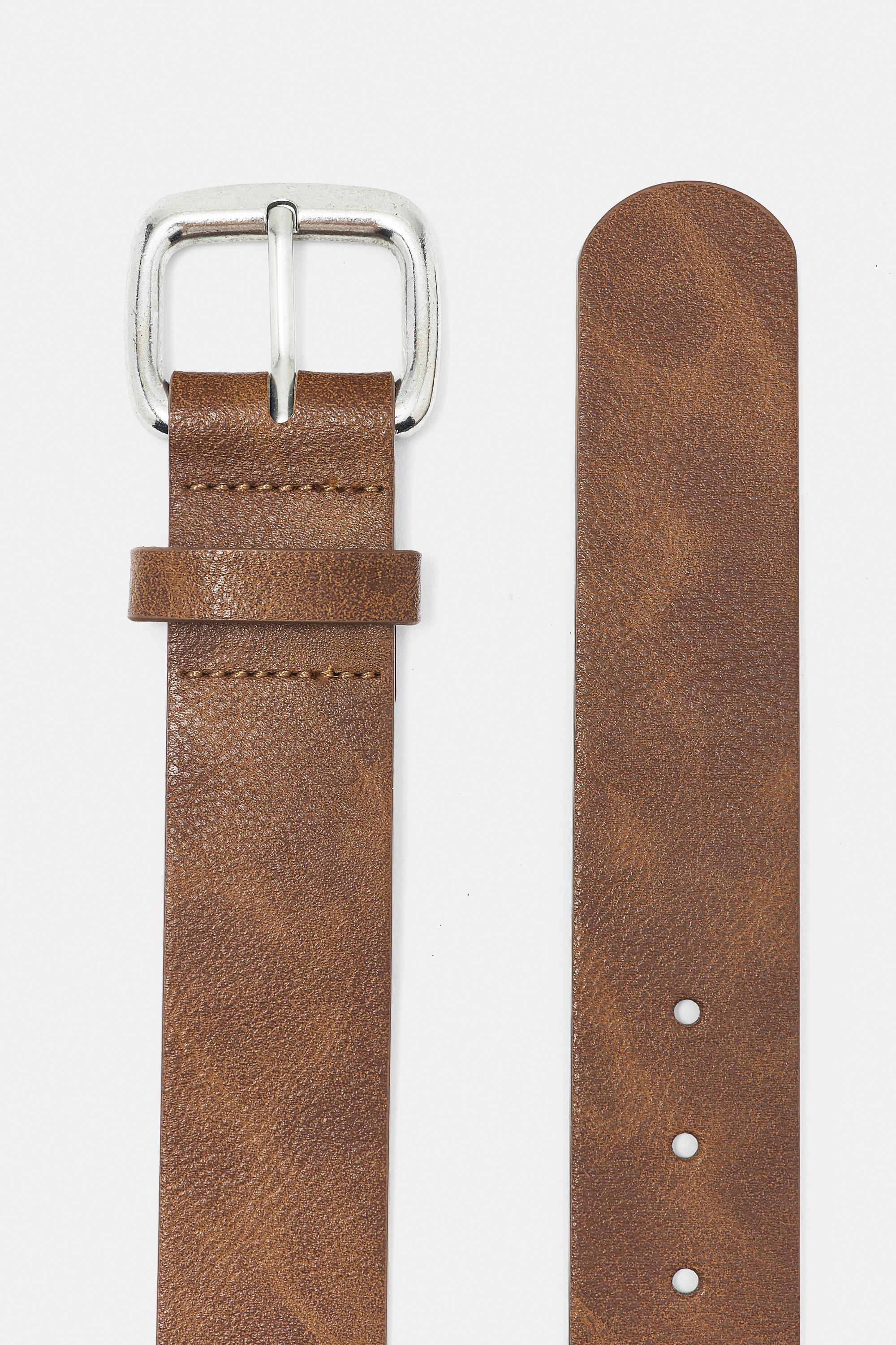 Square buckle belt — Brown