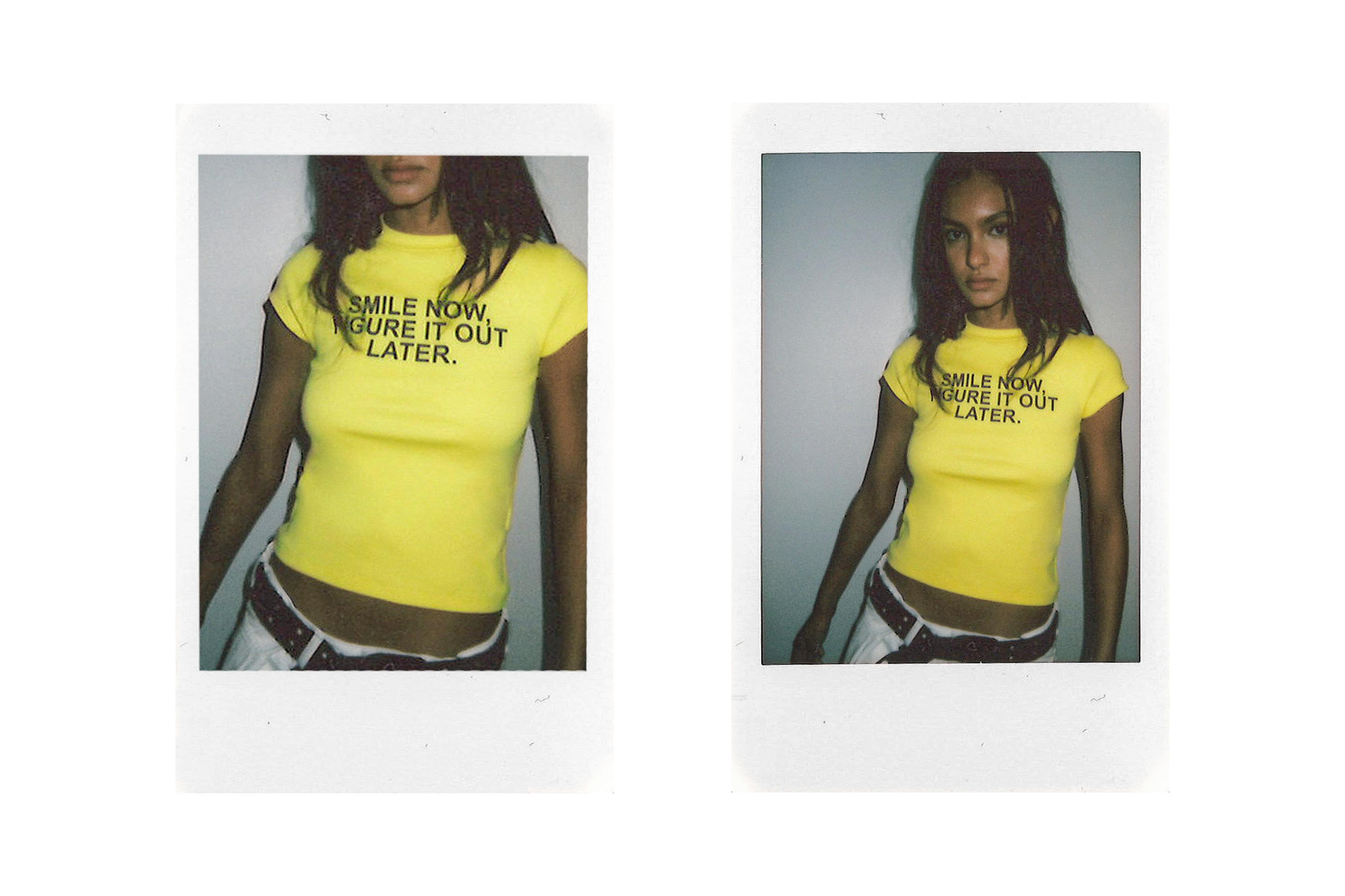 Smiley slogan T-shirt — Yellow