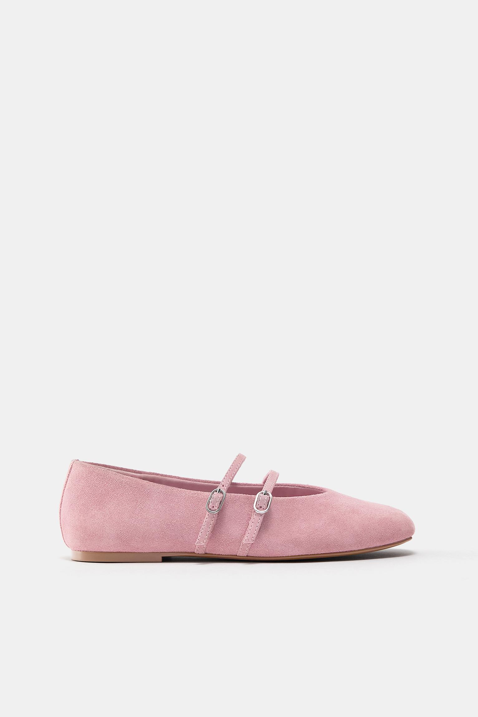 Leather strap ballerinas — Pink