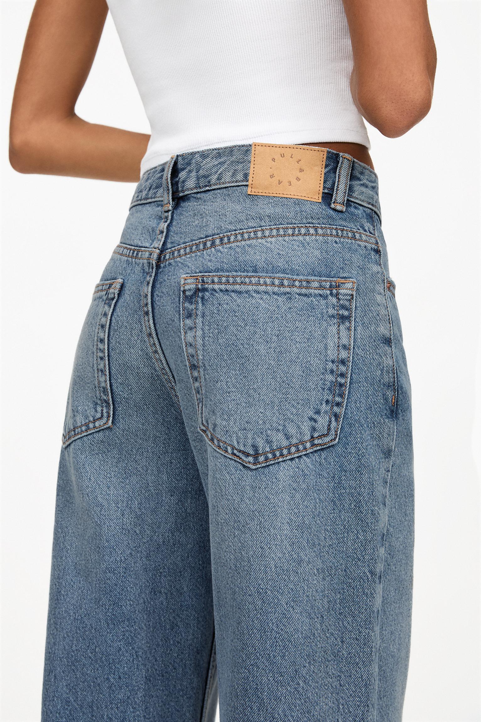 値下げ我谷風盆　約31.5cm×約21cm×約3.5cm TRF HIGH WAIST WIDE LEG FULL LENGTH JEANS - Blue | ZARA