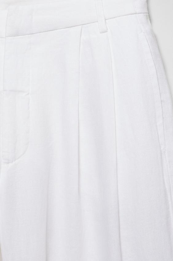 %100 keten geniş paça pantolon