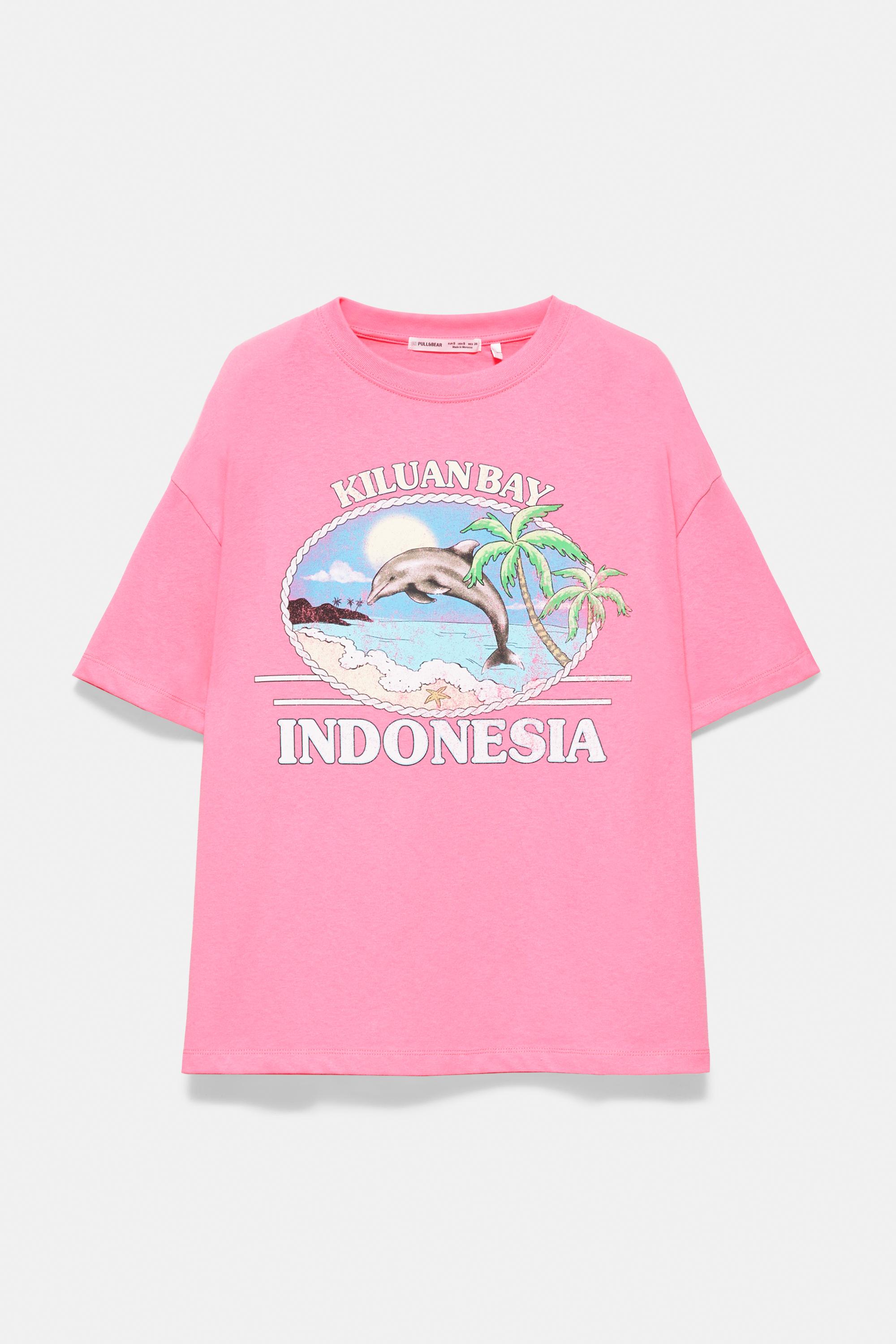 Indonesia dolphin graphic T-shirt — Pink