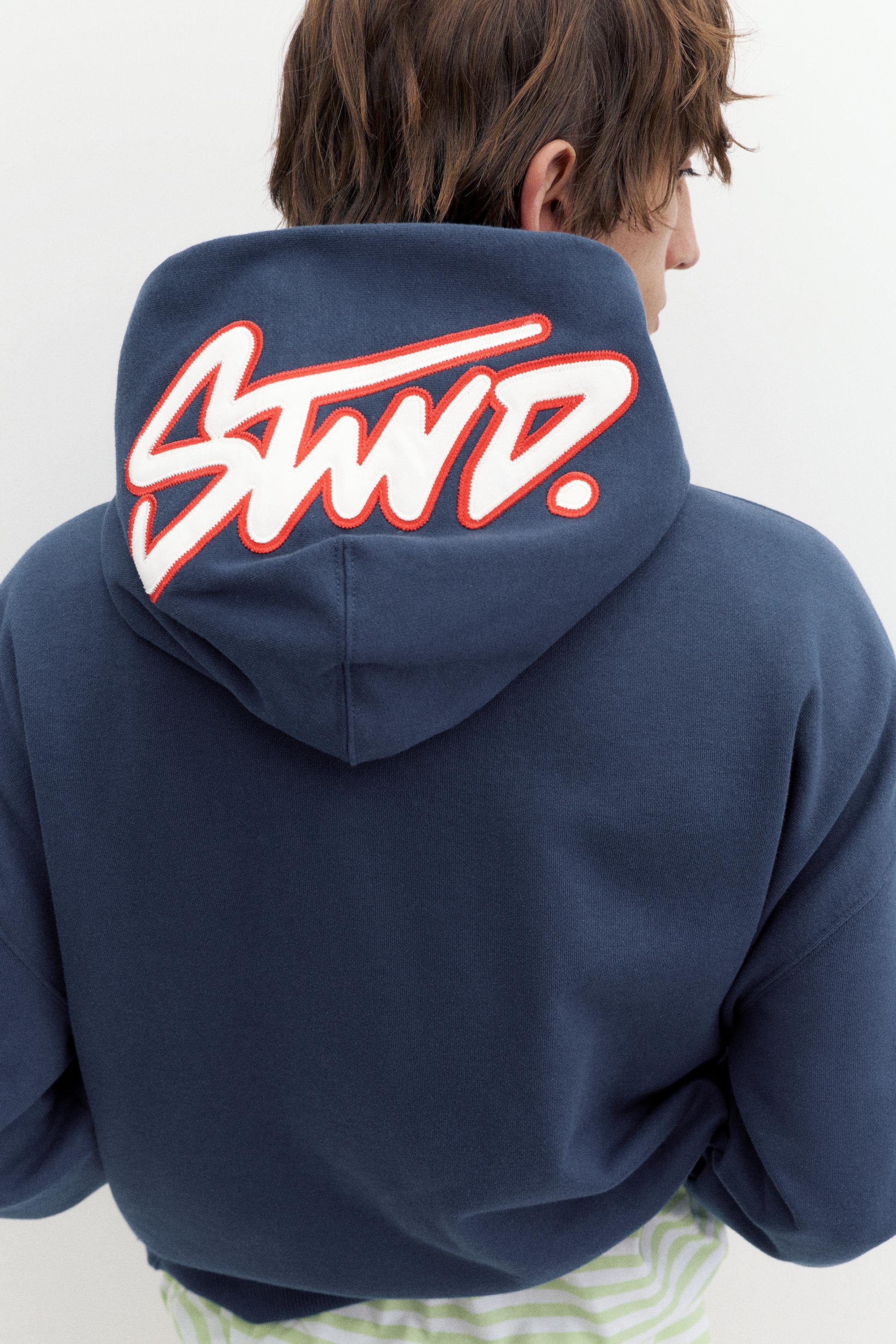 STWD boxy-fit logo hoodie — Blue