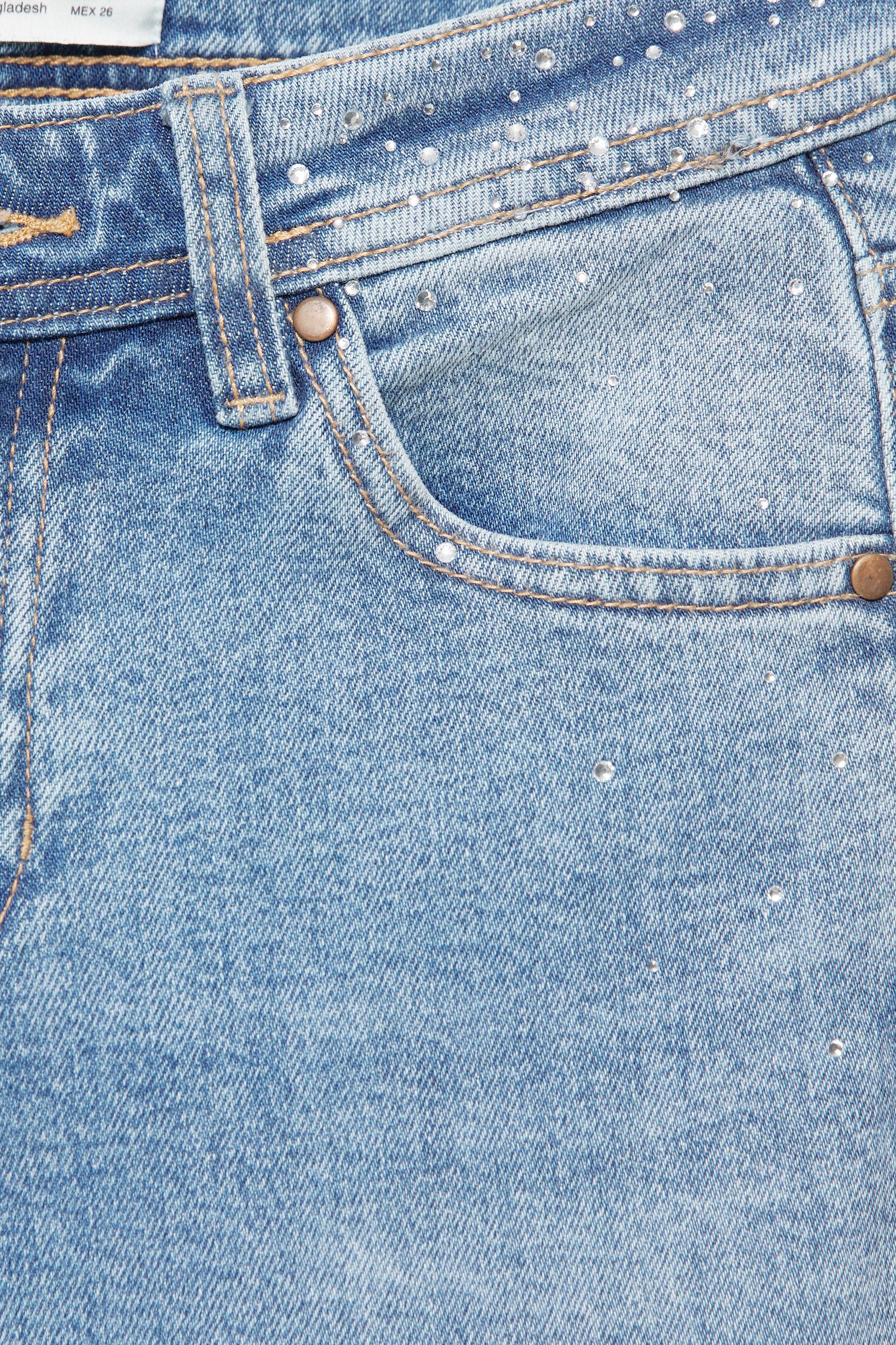 Rhinestone boot-cut jeans — Medium blue