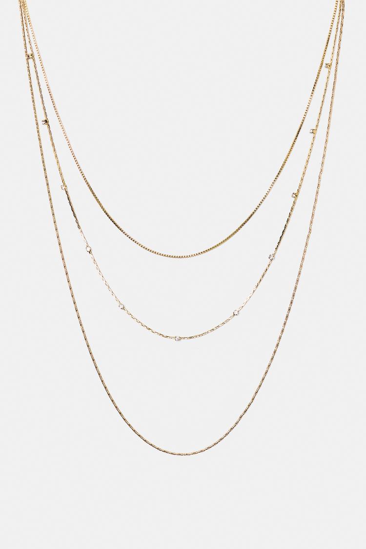 3-pack of shimmery necklaces — Gold