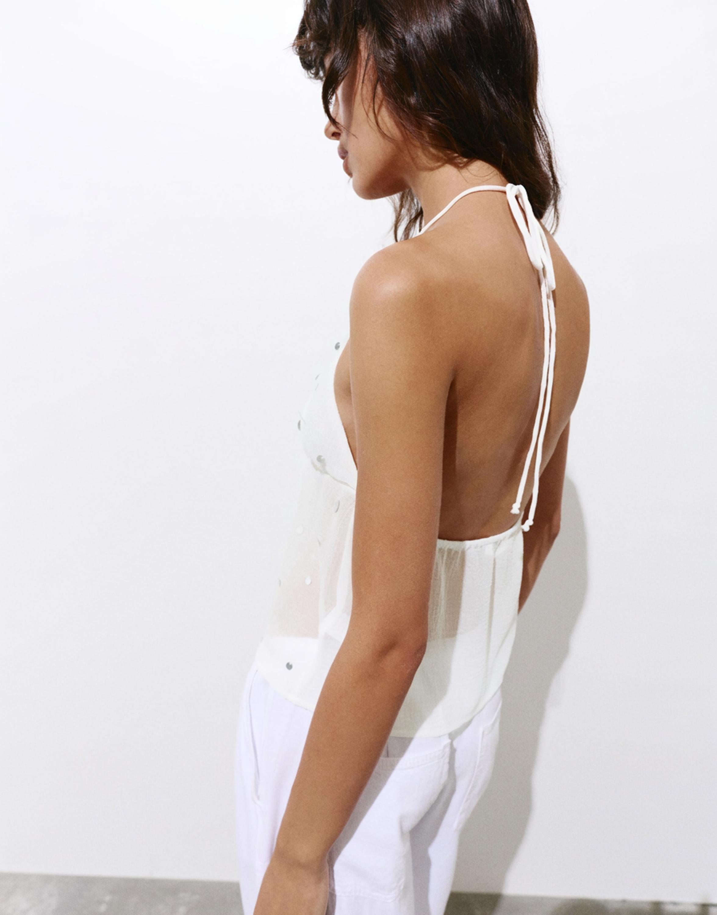 Mirror halter top — White