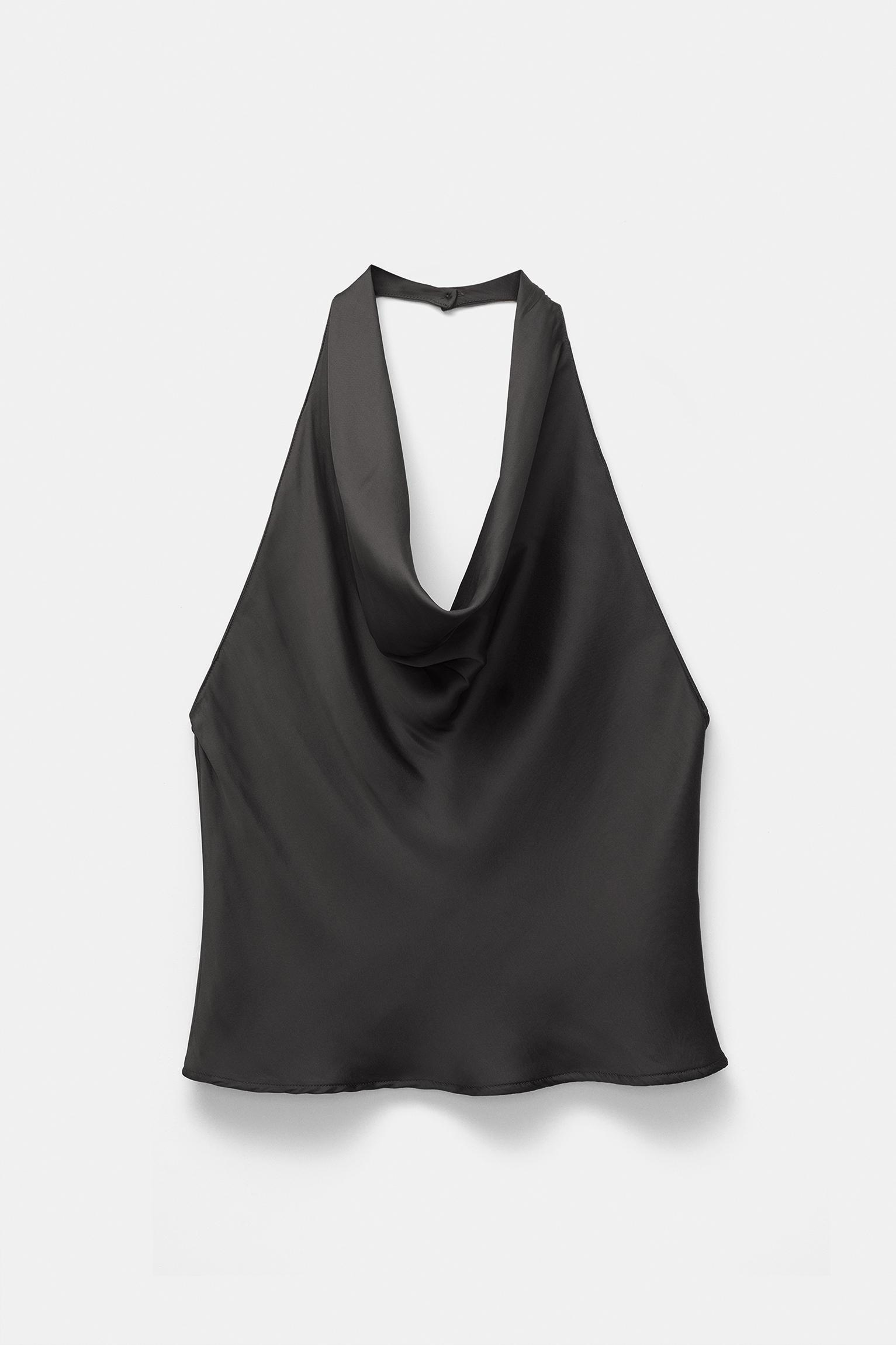 black silk halter top