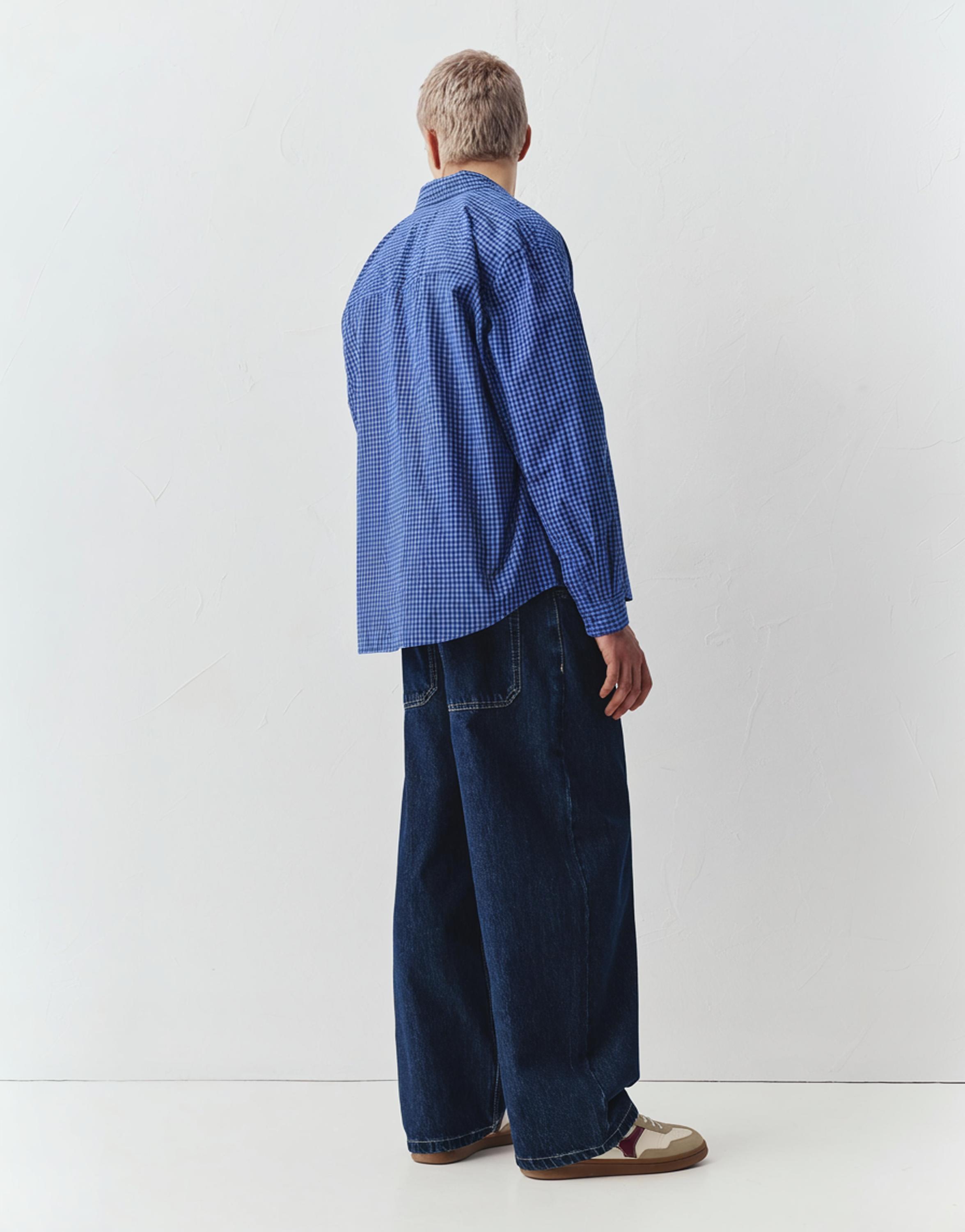 Long sleeve check shirt — Blue
