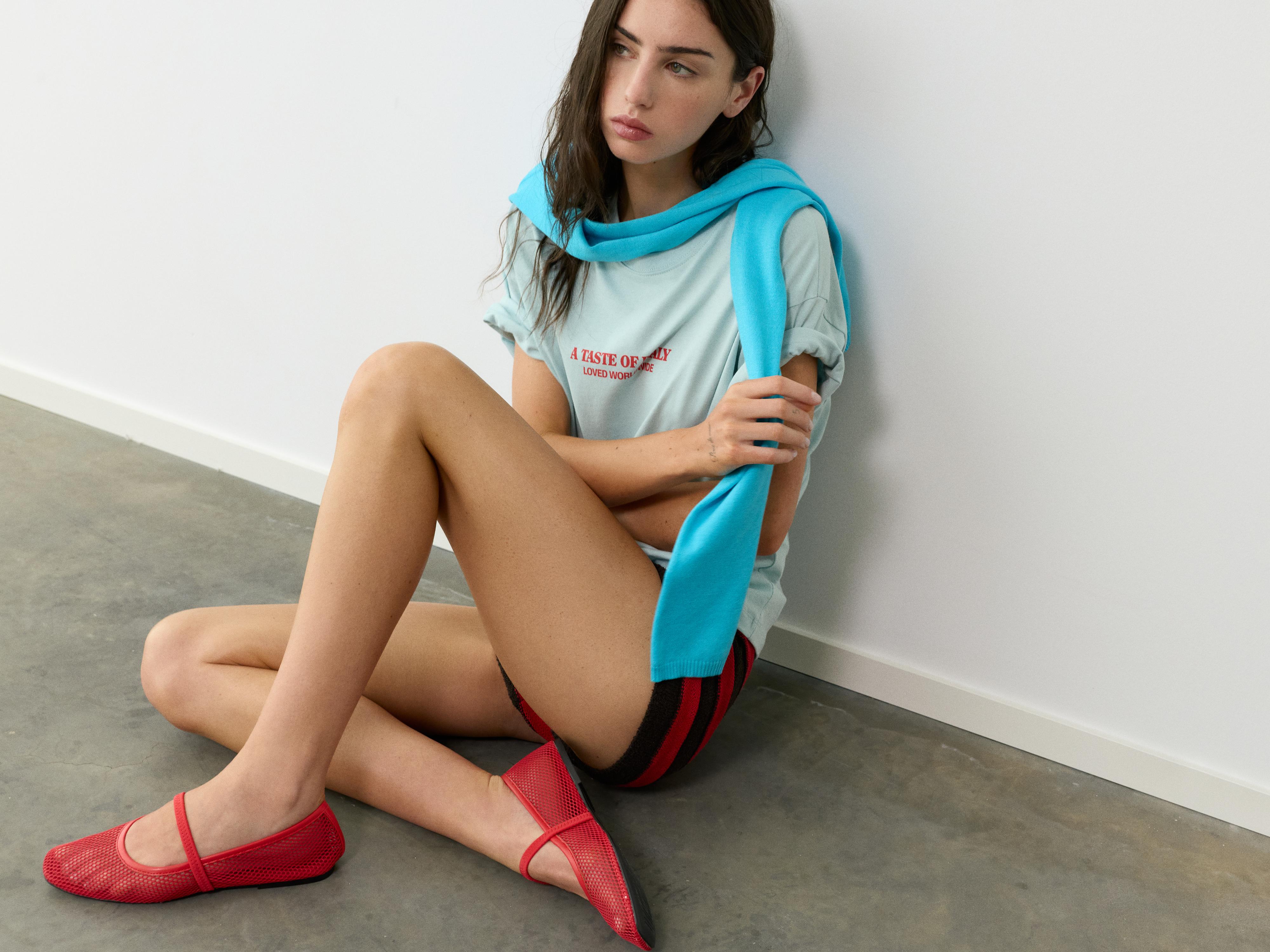 Mesh ballet flats — Red