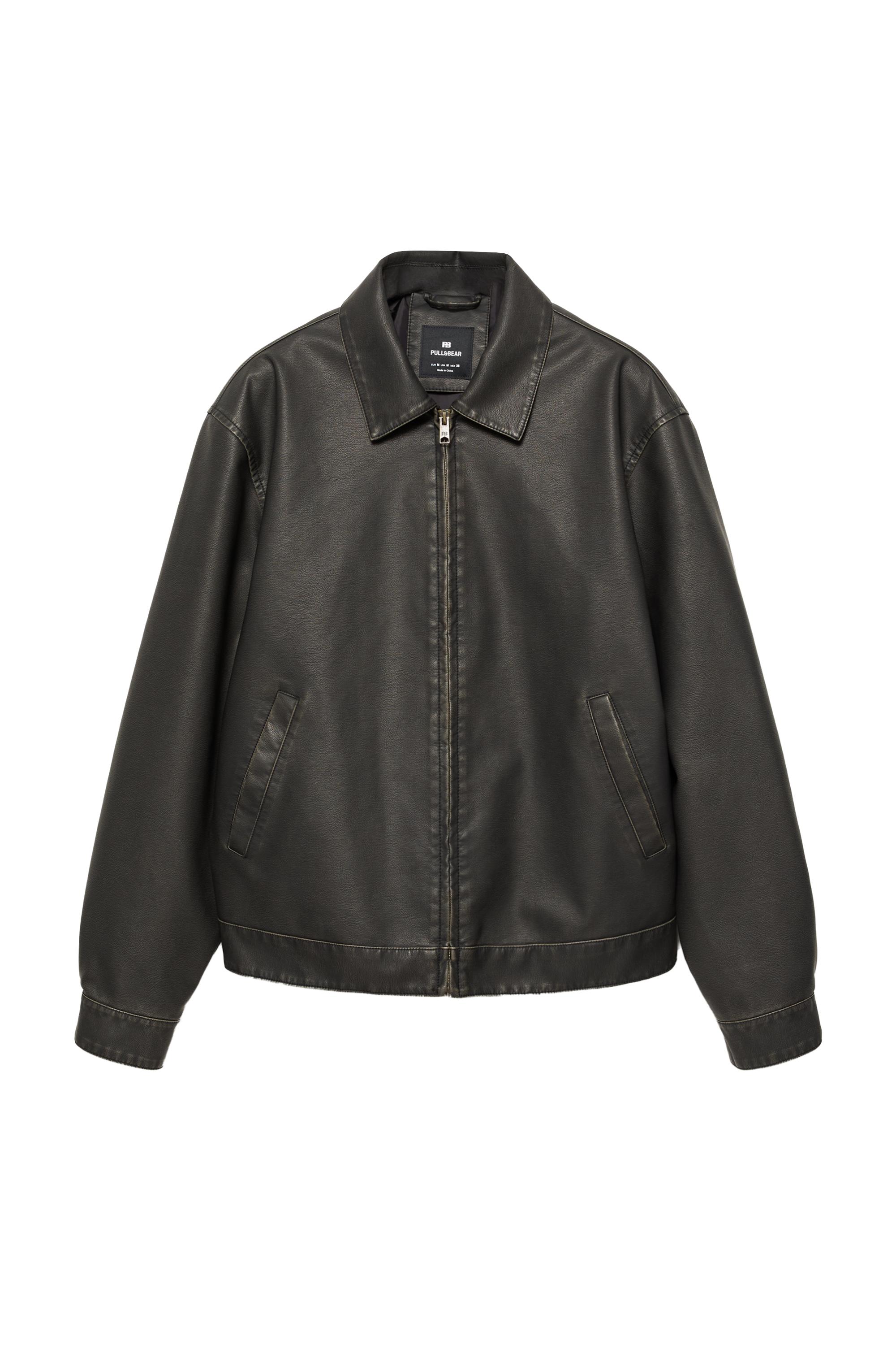 Yıkanmış suni deri ceket - Görsel 32