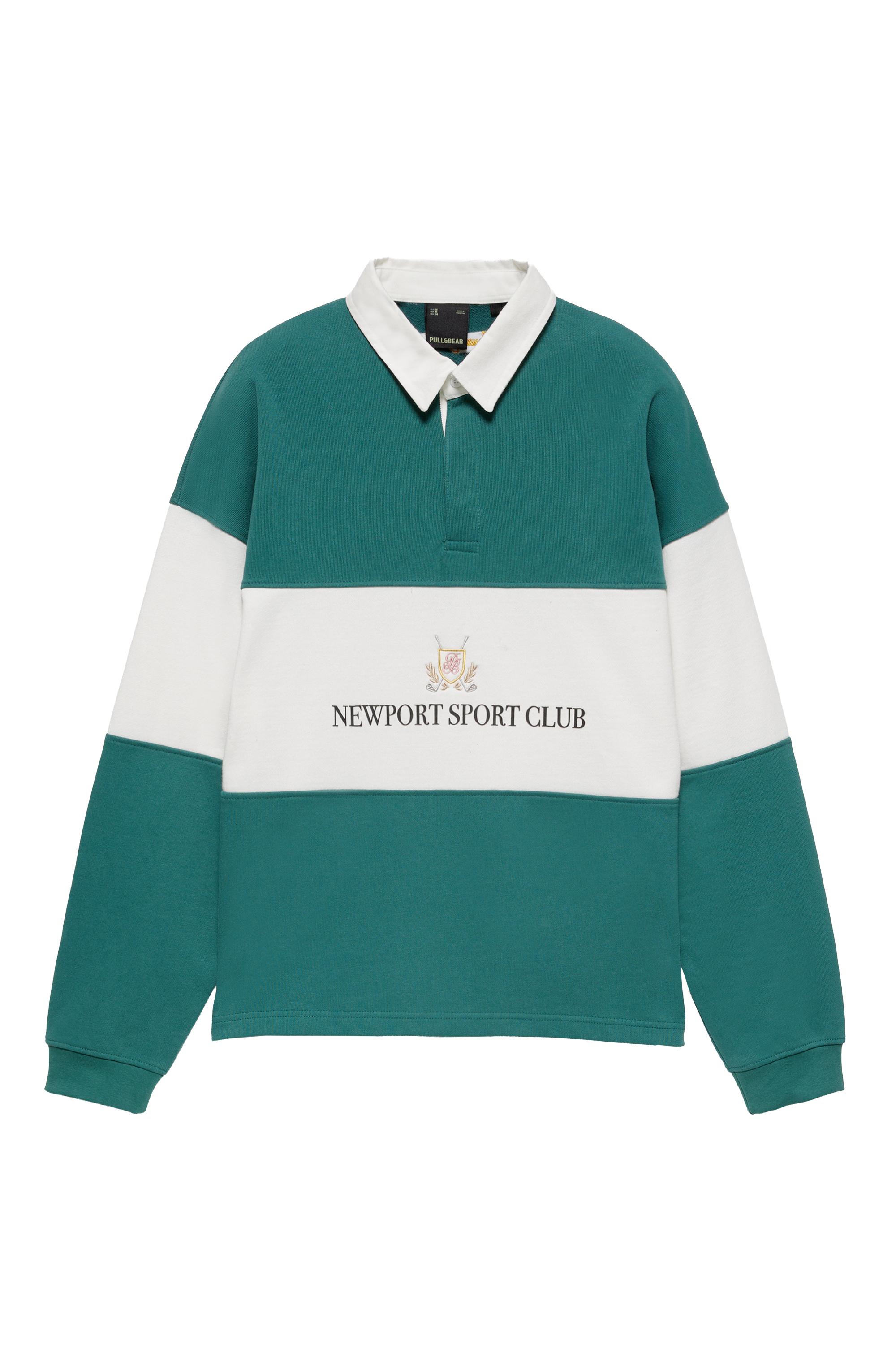 Pull&Bear Uzun kollu Newport Sport Club polo yaka tişört