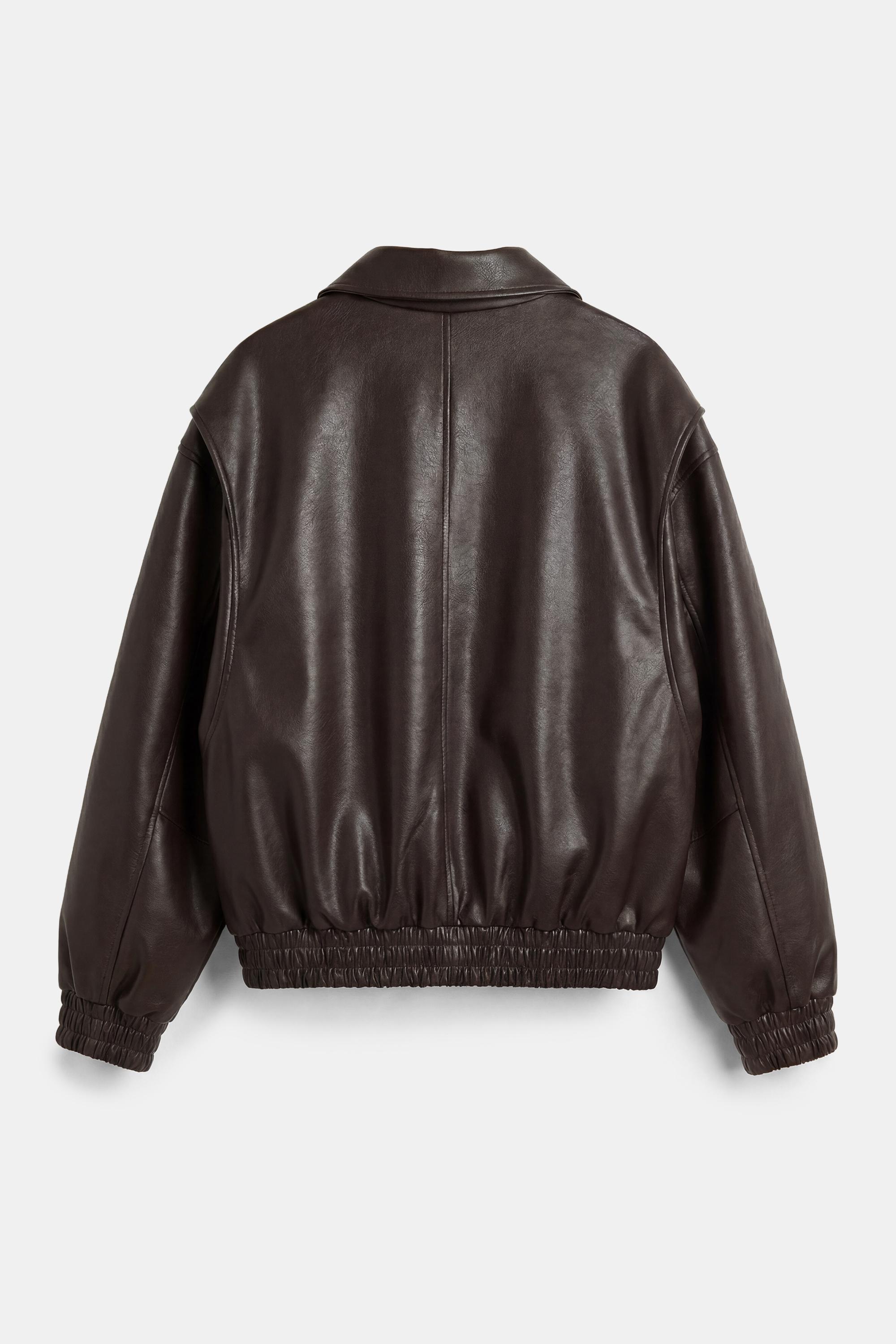 Leather effect dad jacket — Brown