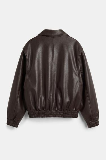 Leather effect dad jacket — Brown 7