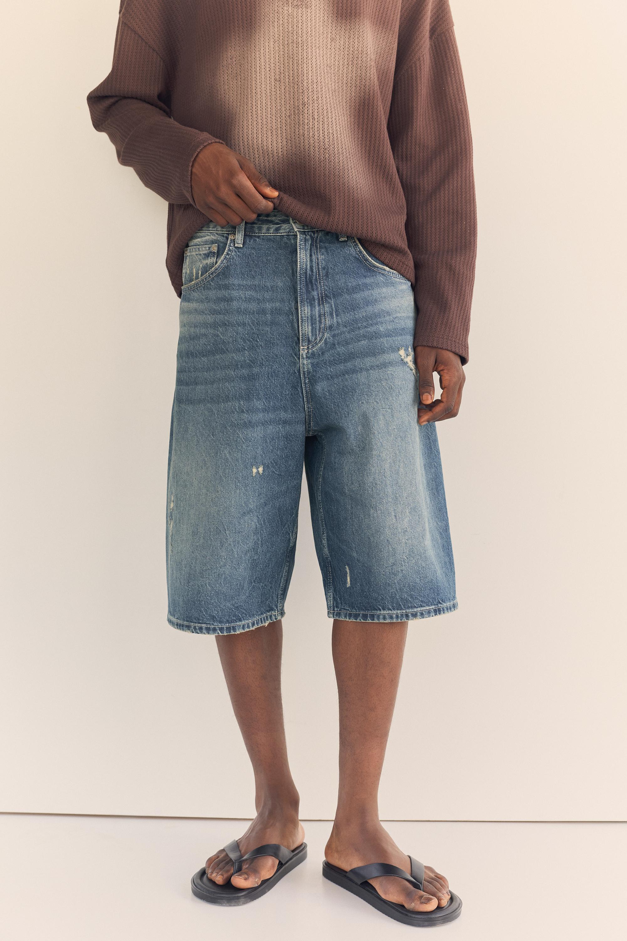 Ripped detail jorts — Blue