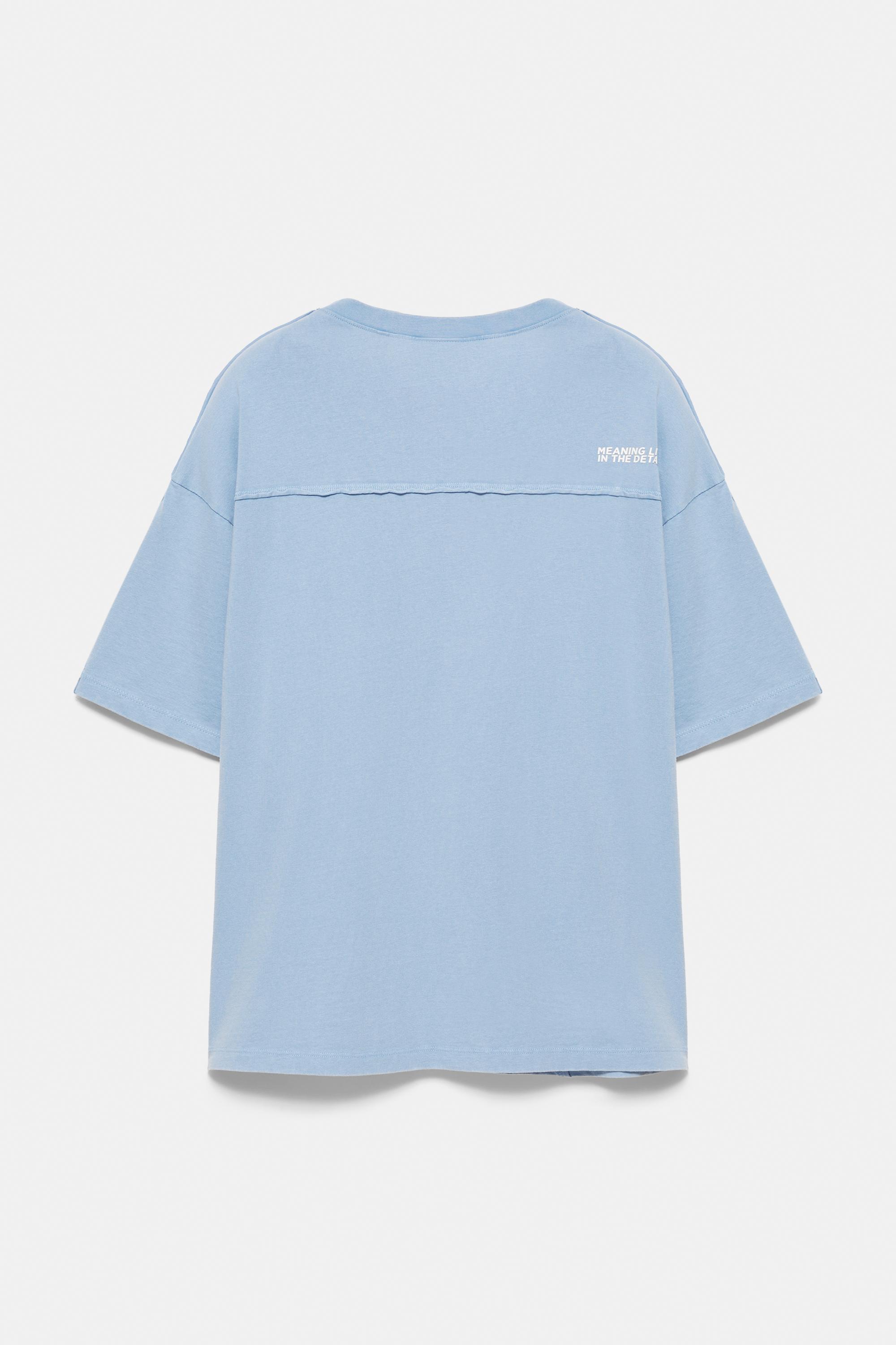 Relaxed fit overlock T-shirt — Medium blue