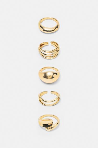 Pack of 5 basic rings — Gold 1