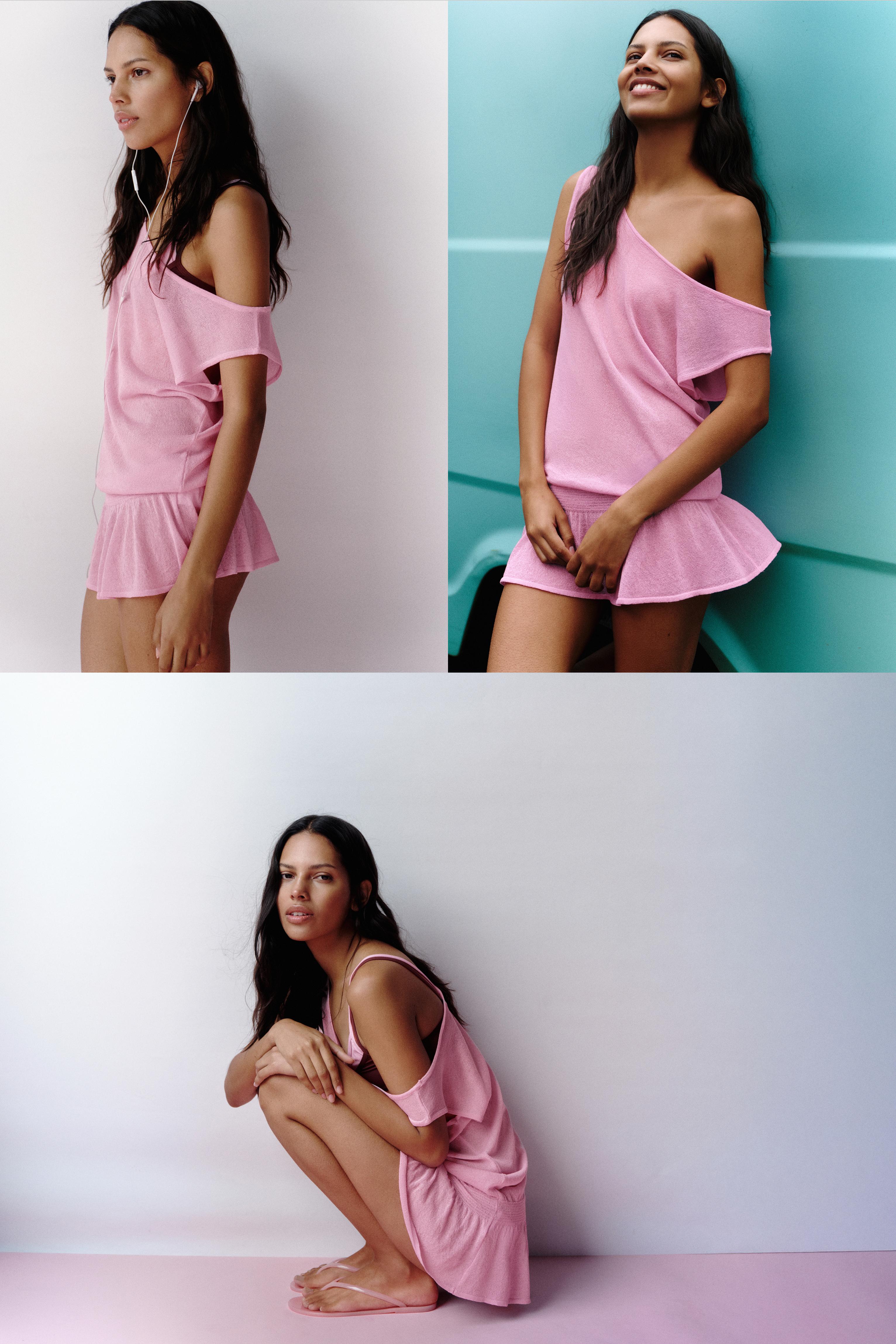 Asymmetric knit top — Pink