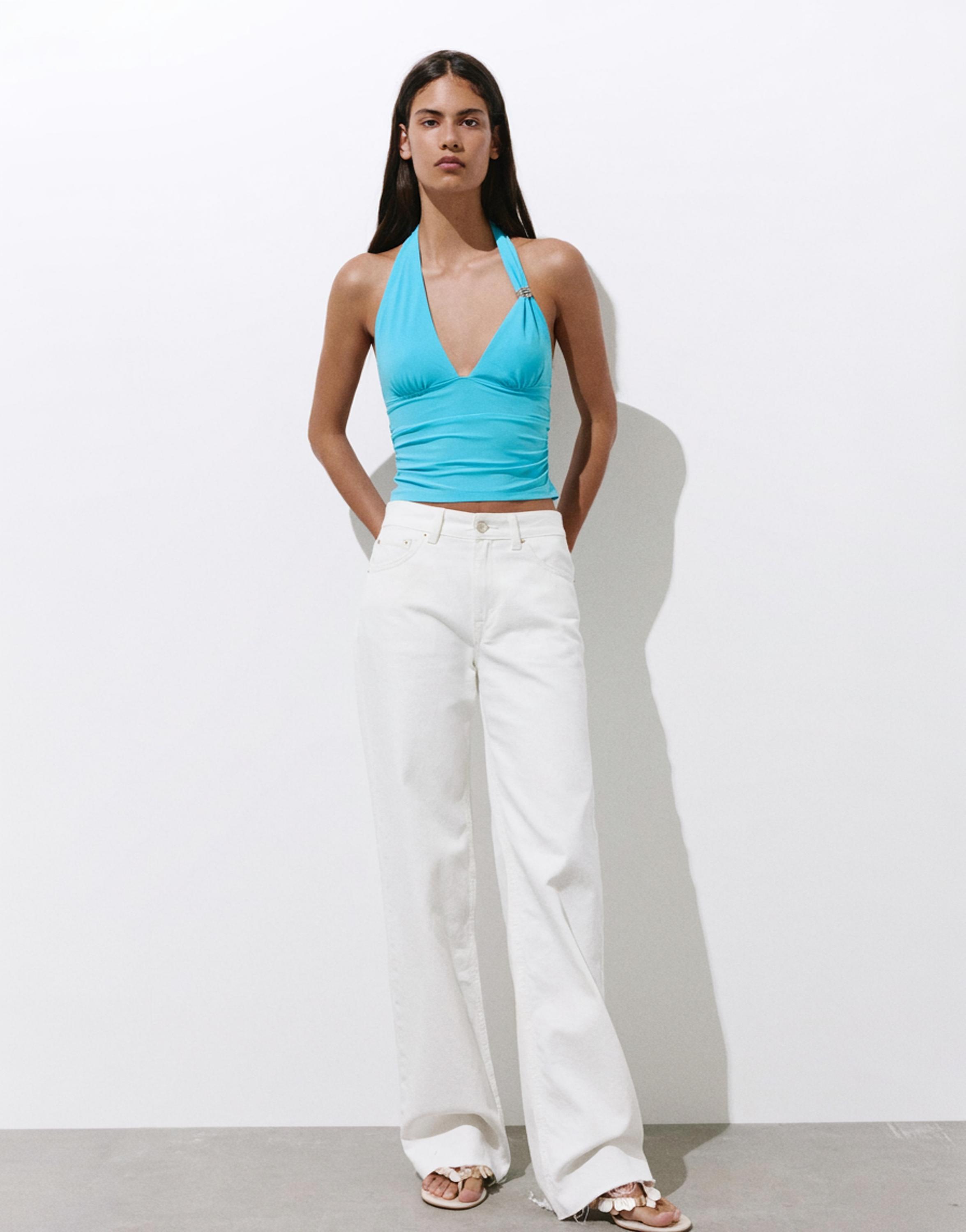 Halter top with metal detail — Turquoise