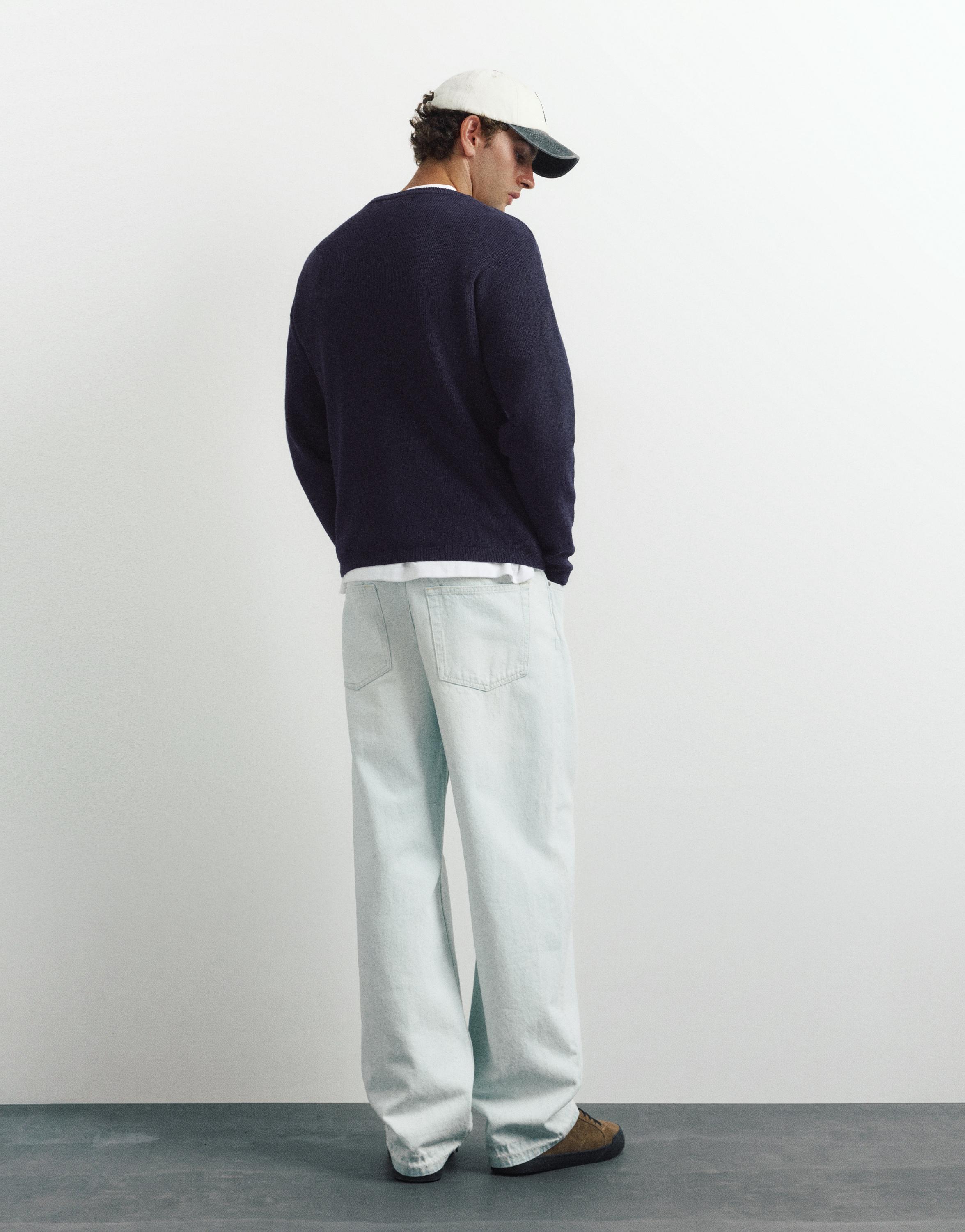 Henley neck jumper — Navy