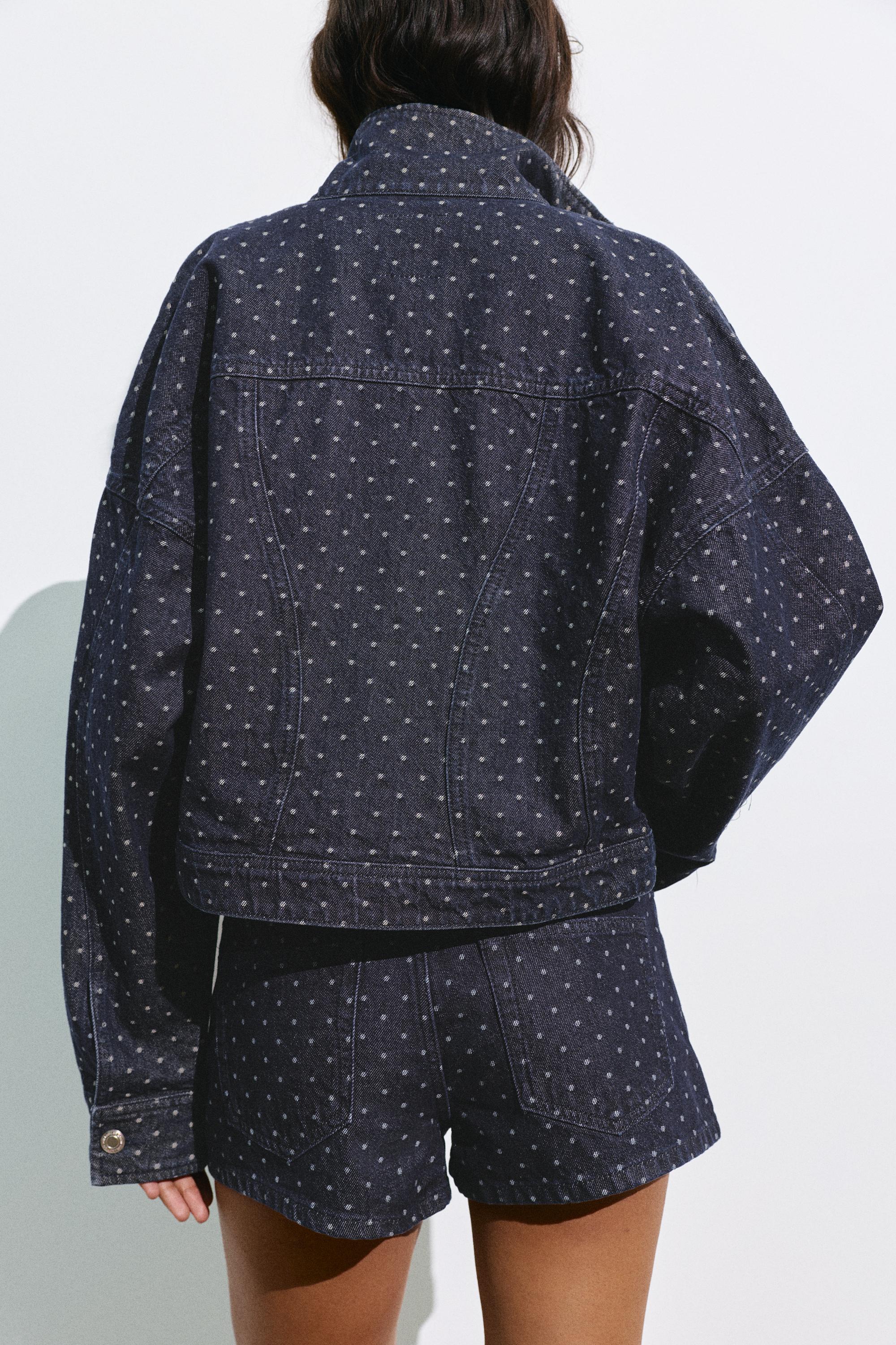 Polka dot denim jacket — Navy
