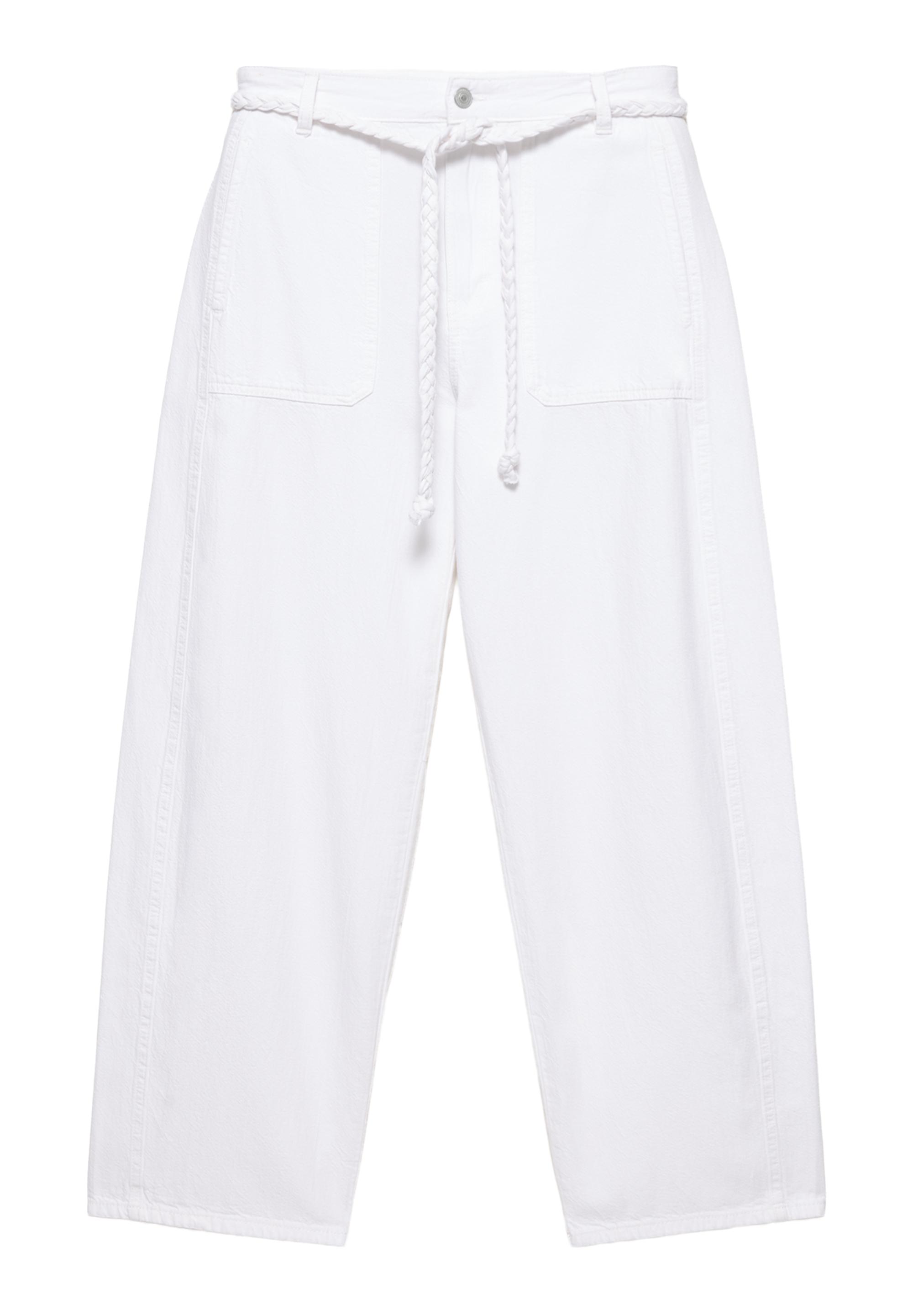Balloon jeans with drawstring — White