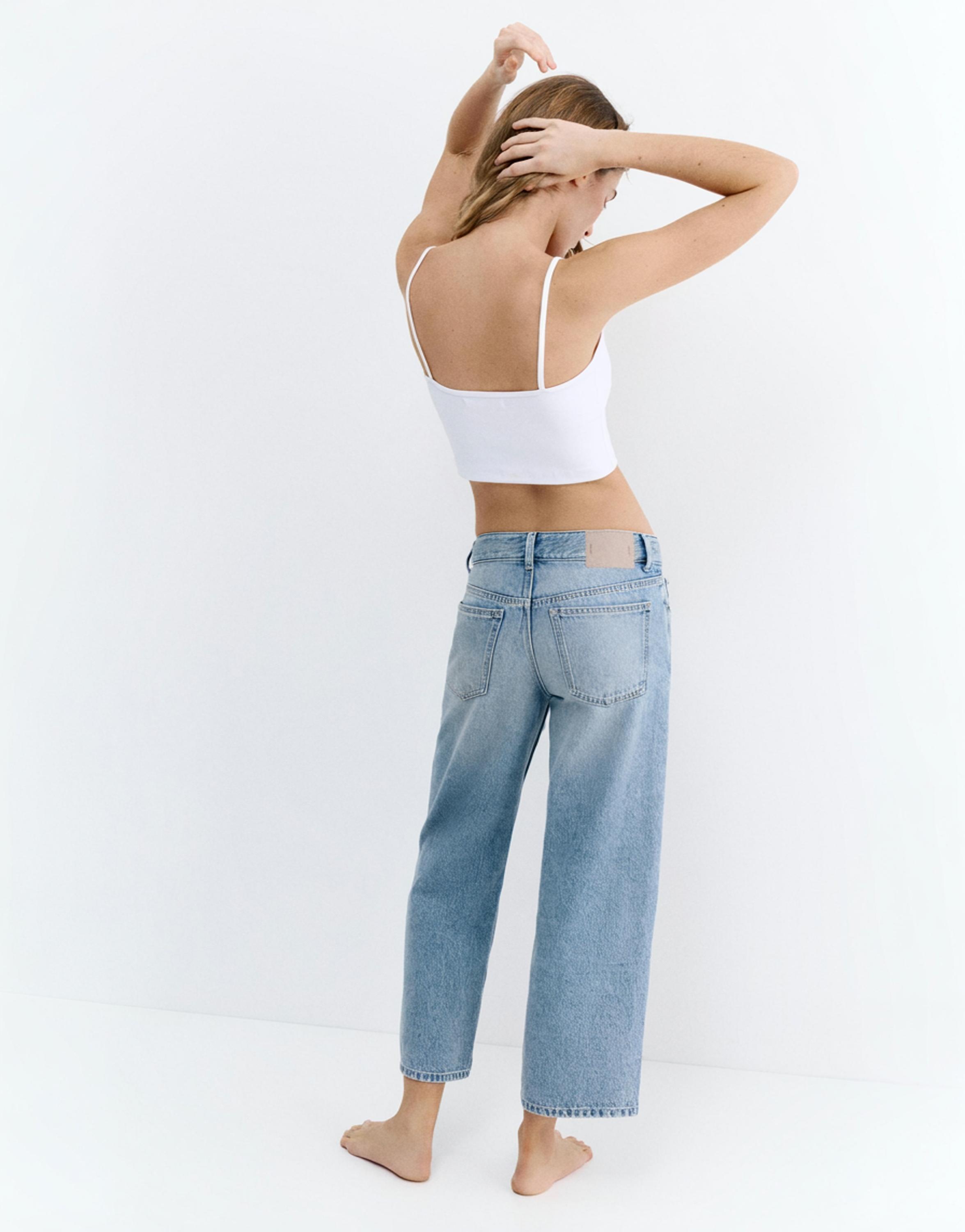 Low-rise culottes jeans — Pale blue