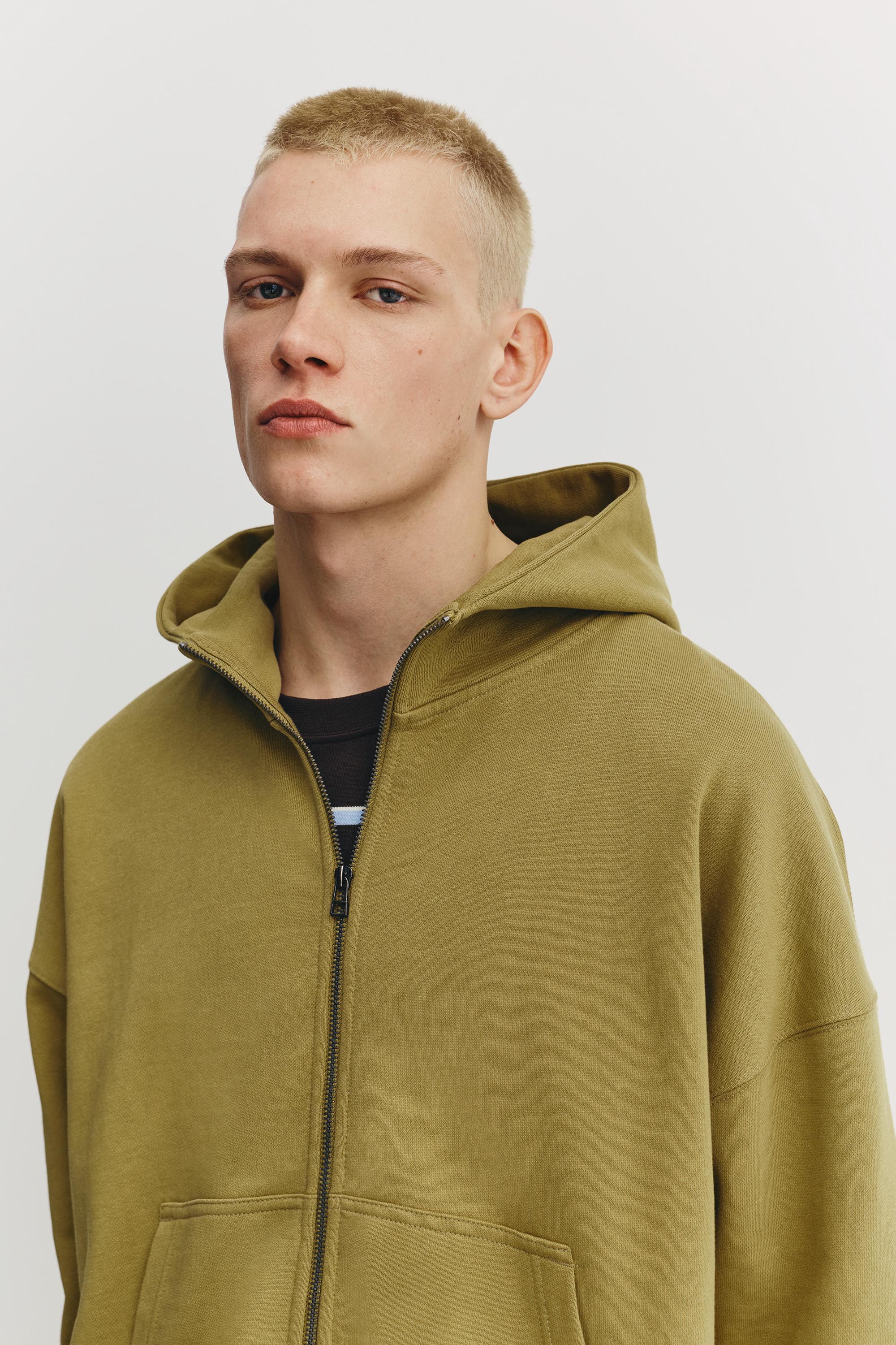 Boxy hoodie with zipper — Lime