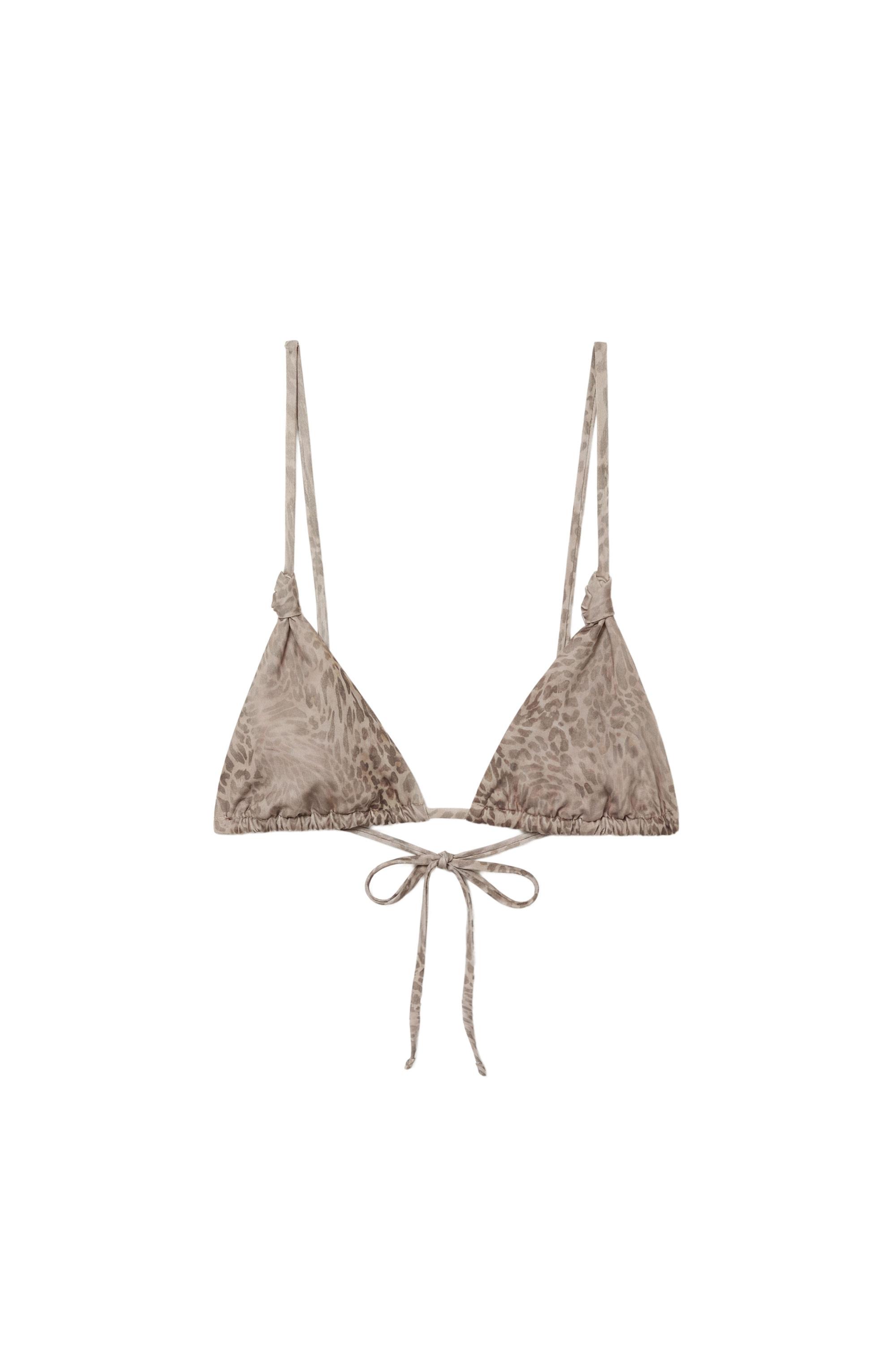 Leopar desenli üçgen bikini üstü - Görsel 3