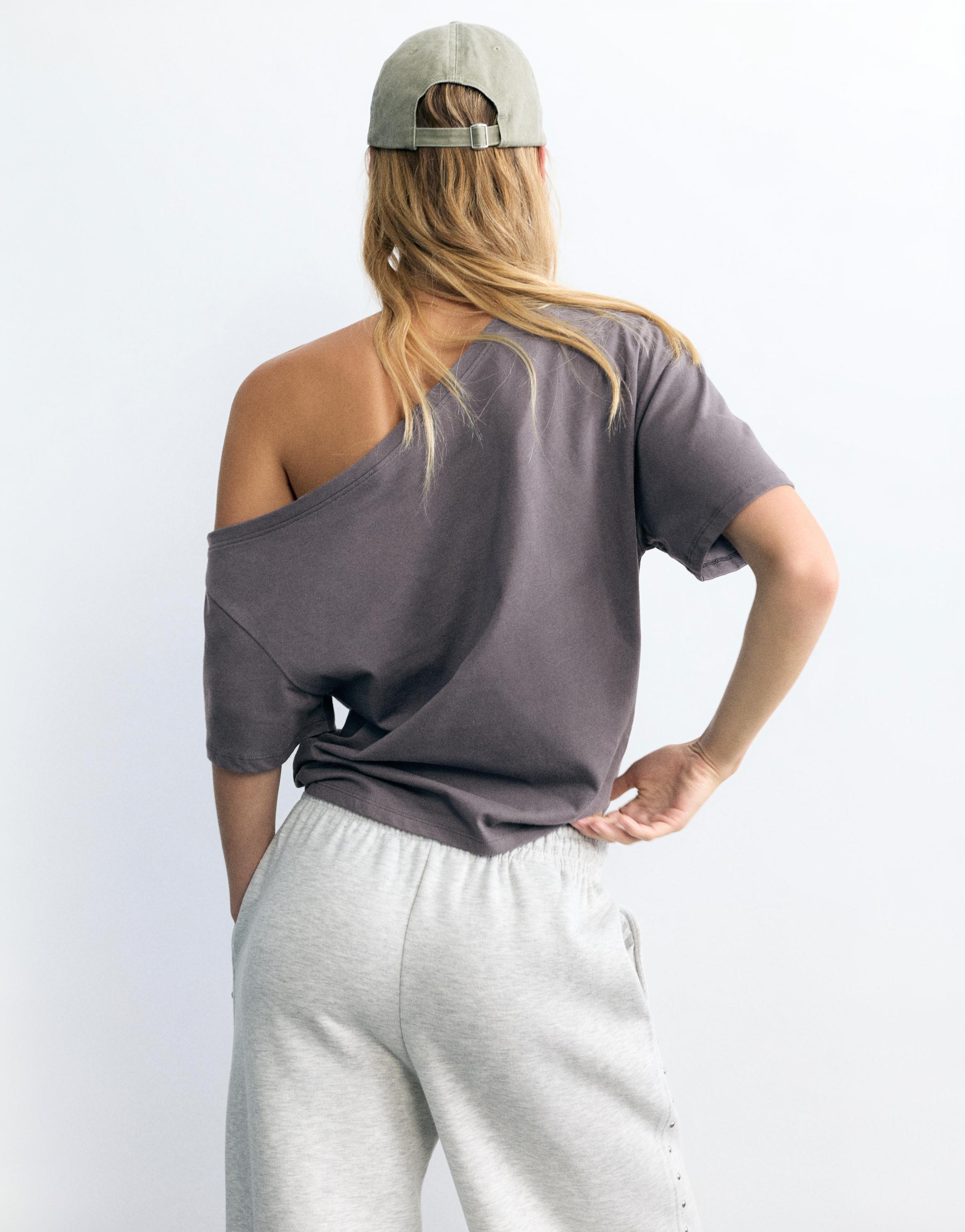 Asymmetric star T-shirt — Grey/Blue