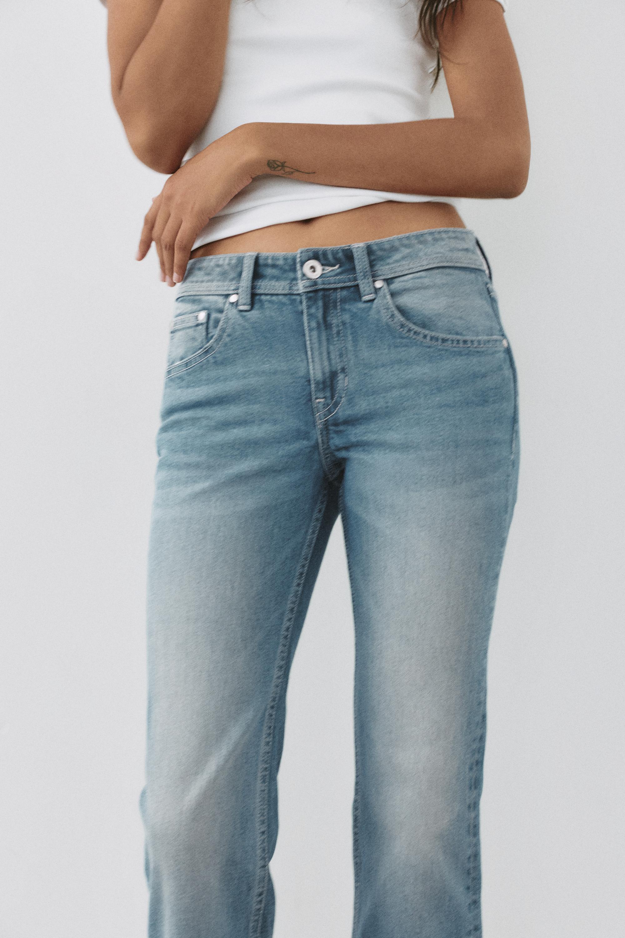 Low-rise boot-cut jeans — Greenish blue