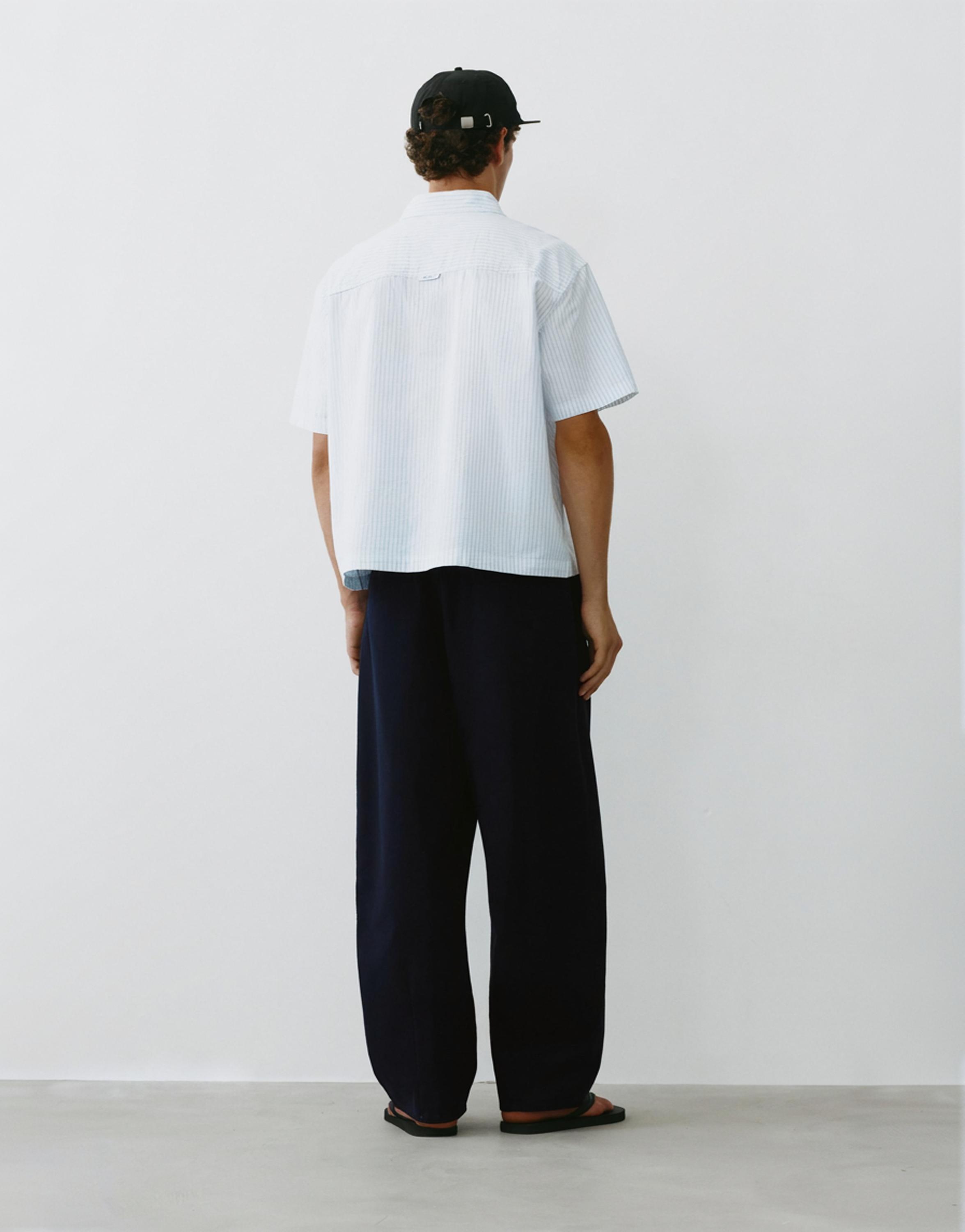 Striped short sleeve shirt — Pale ecru