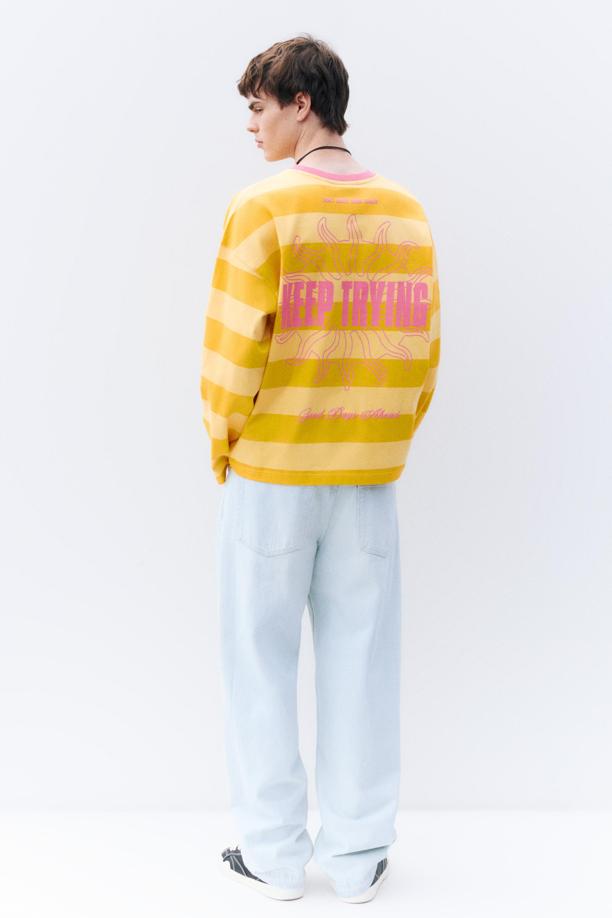 STWD boxy striped T-shirt — Yellow