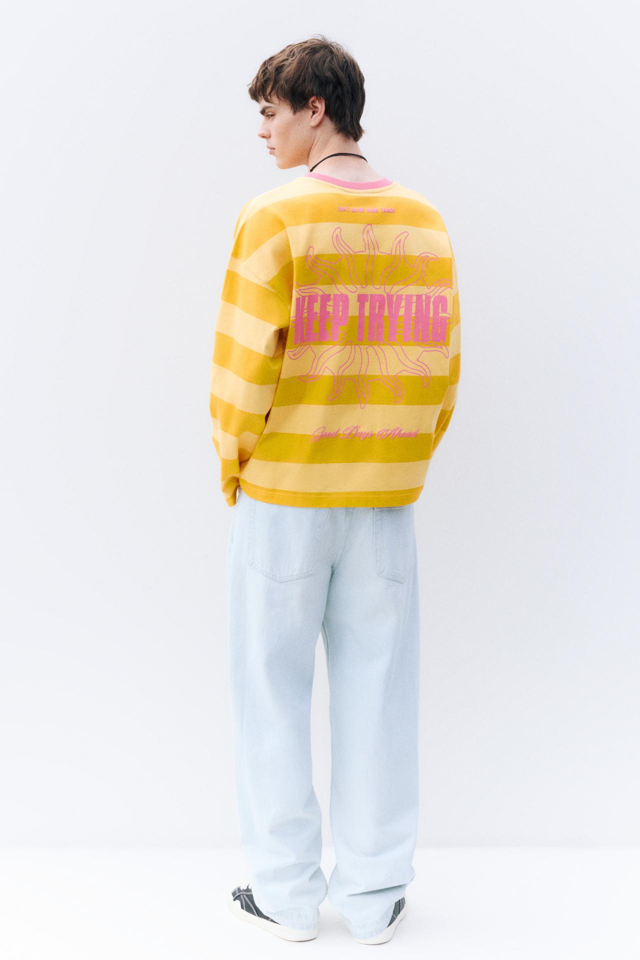 STWD boxy striped T-shirt — Yellow