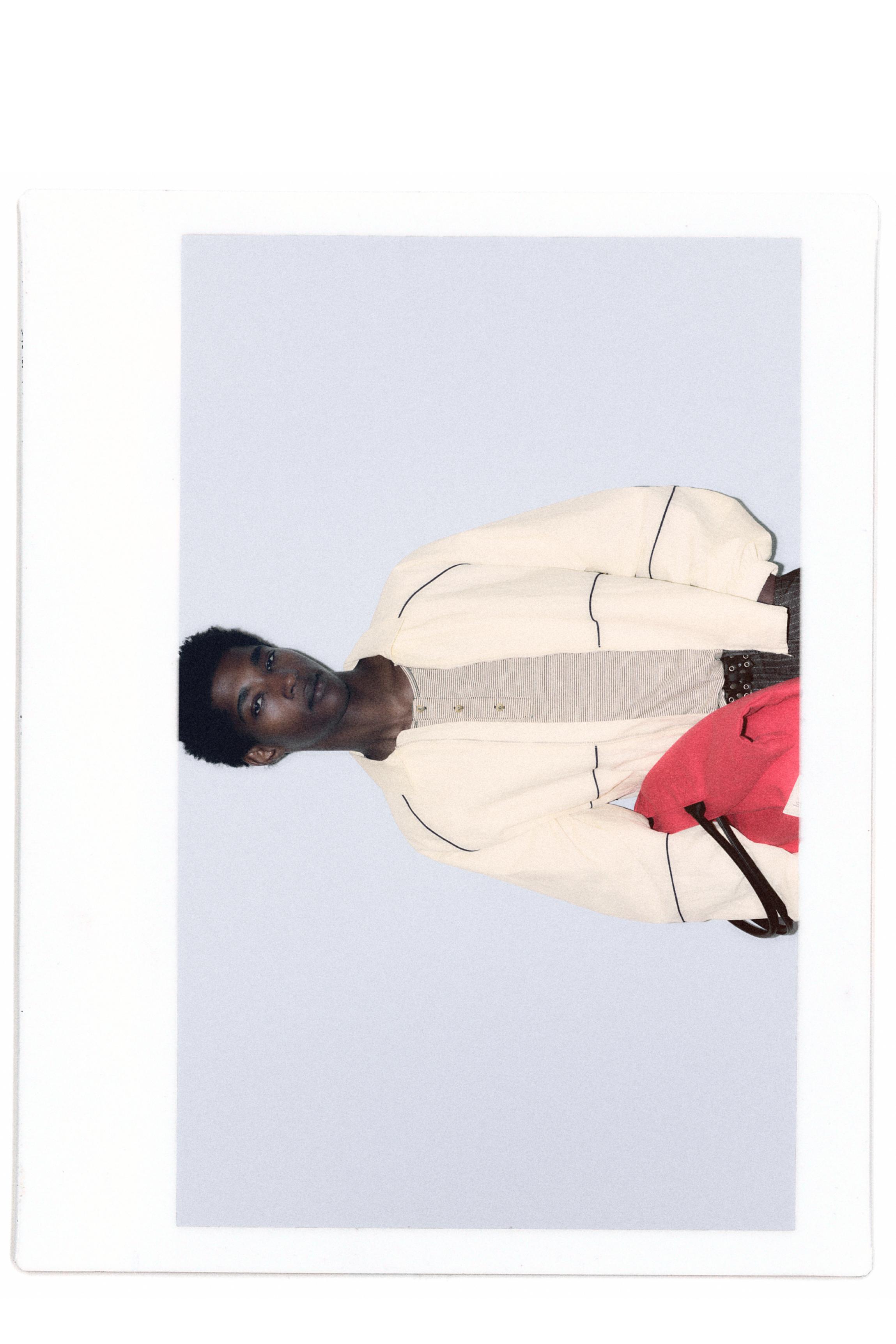 Lightweight contrast stitch jacket — Off white