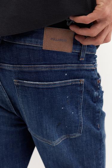 Paint splatter ripped skinny jeans — Medium blue 5