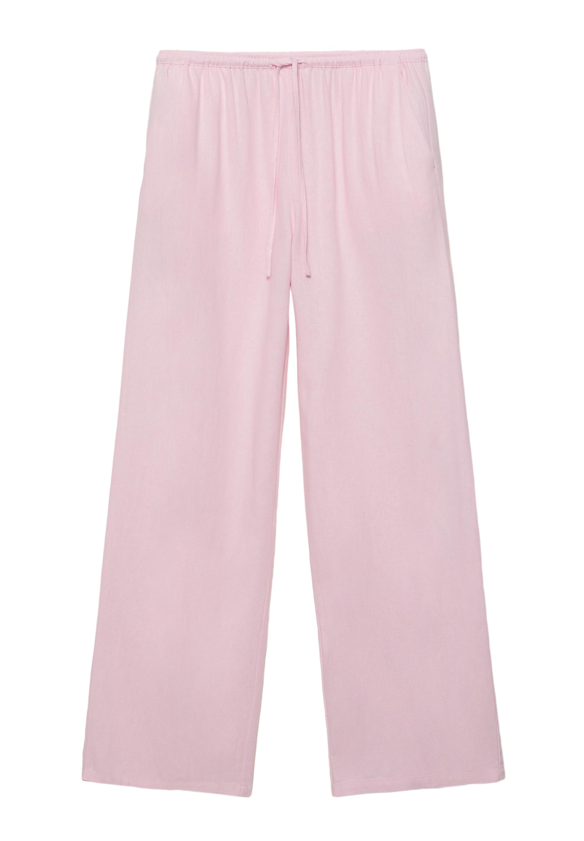 Flowy trousers with linen — Pastel pink